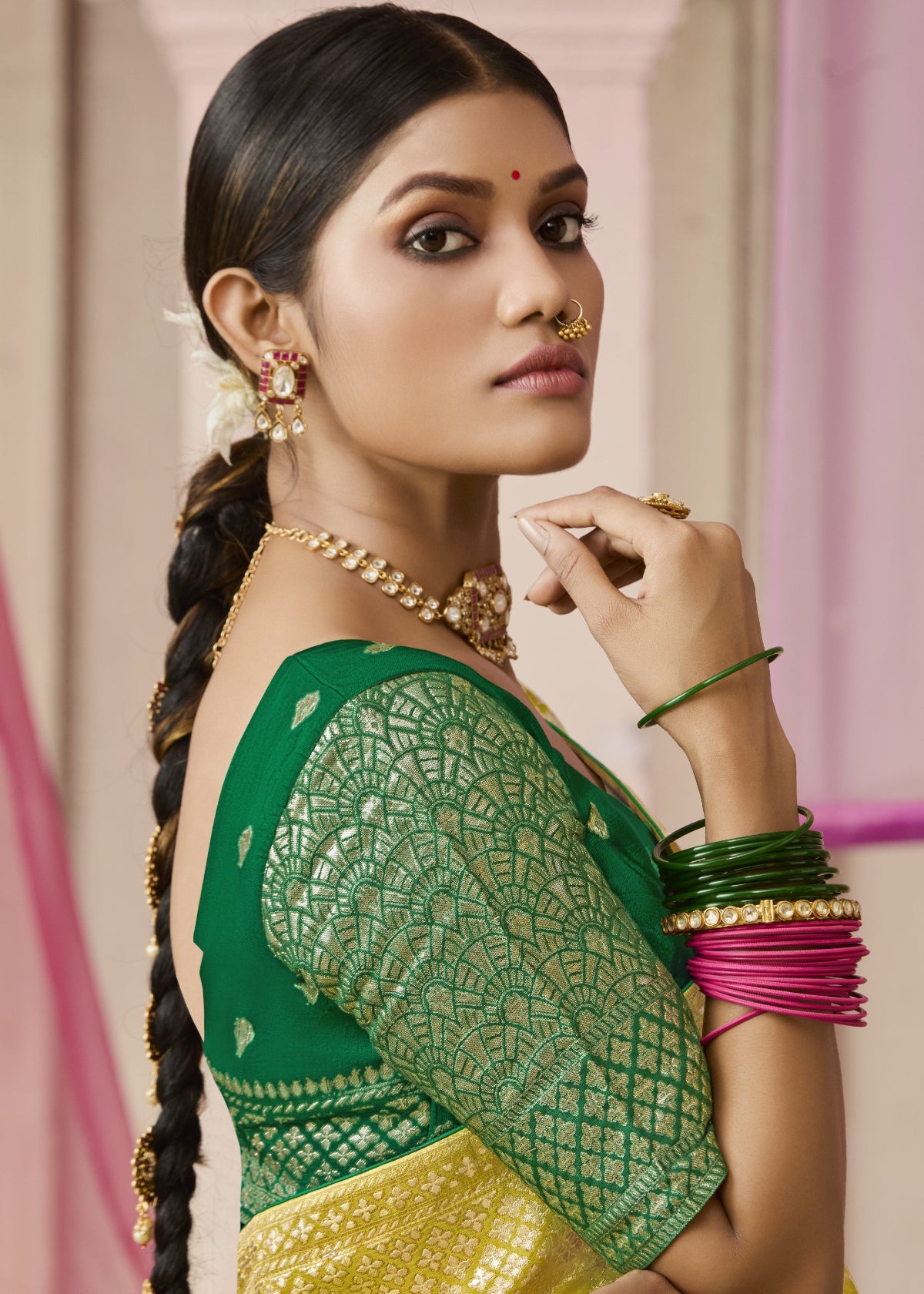 Mustard Yellow Banarasi Silk Saree Online in India