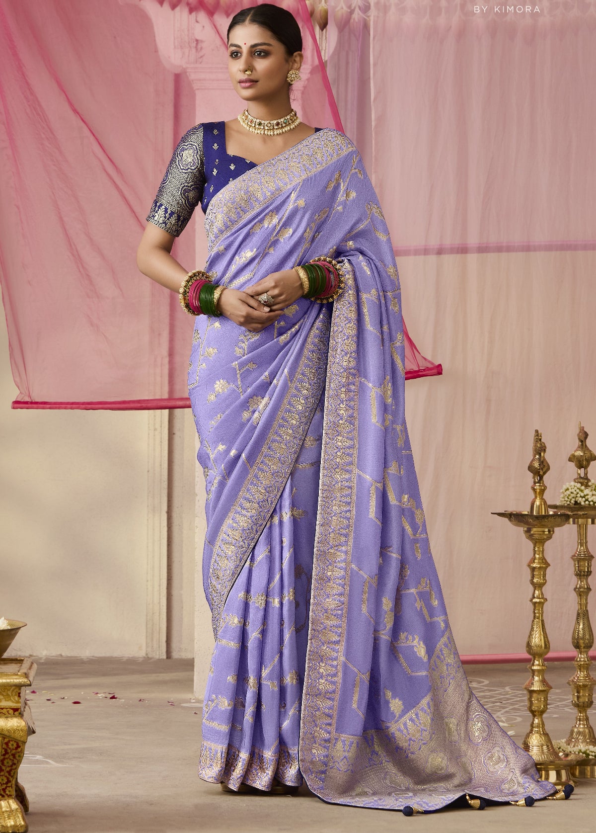 Purple Banarasi Silk Saree Online in India