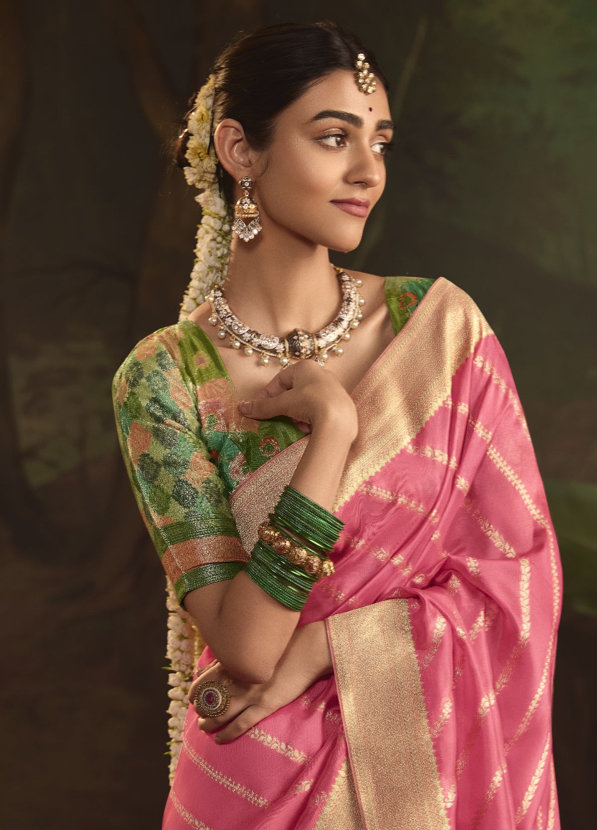 Pink Silk Saree With Designer Blouse Online in India