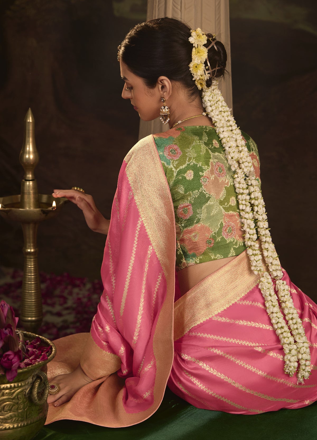 Pink Silk Saree With Designer Blouse Online in India