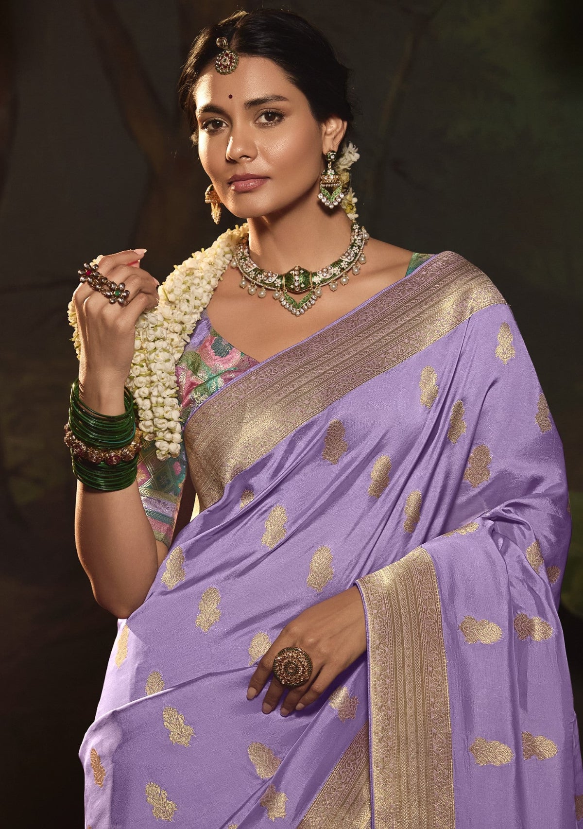 Purple Silk Saree With Designer Blouse Online in India