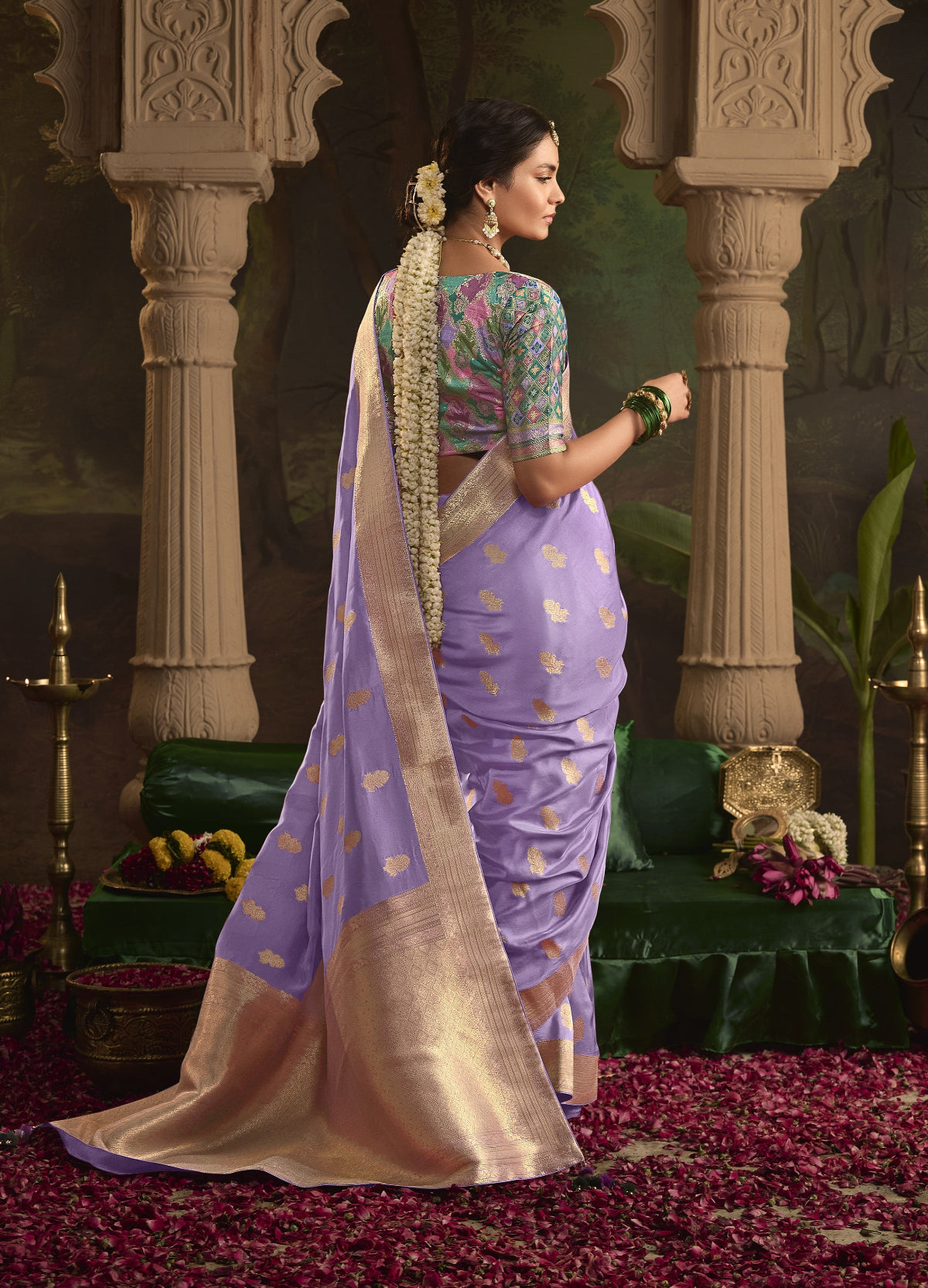 Purple Silk Saree With Designer Blouse Online in India