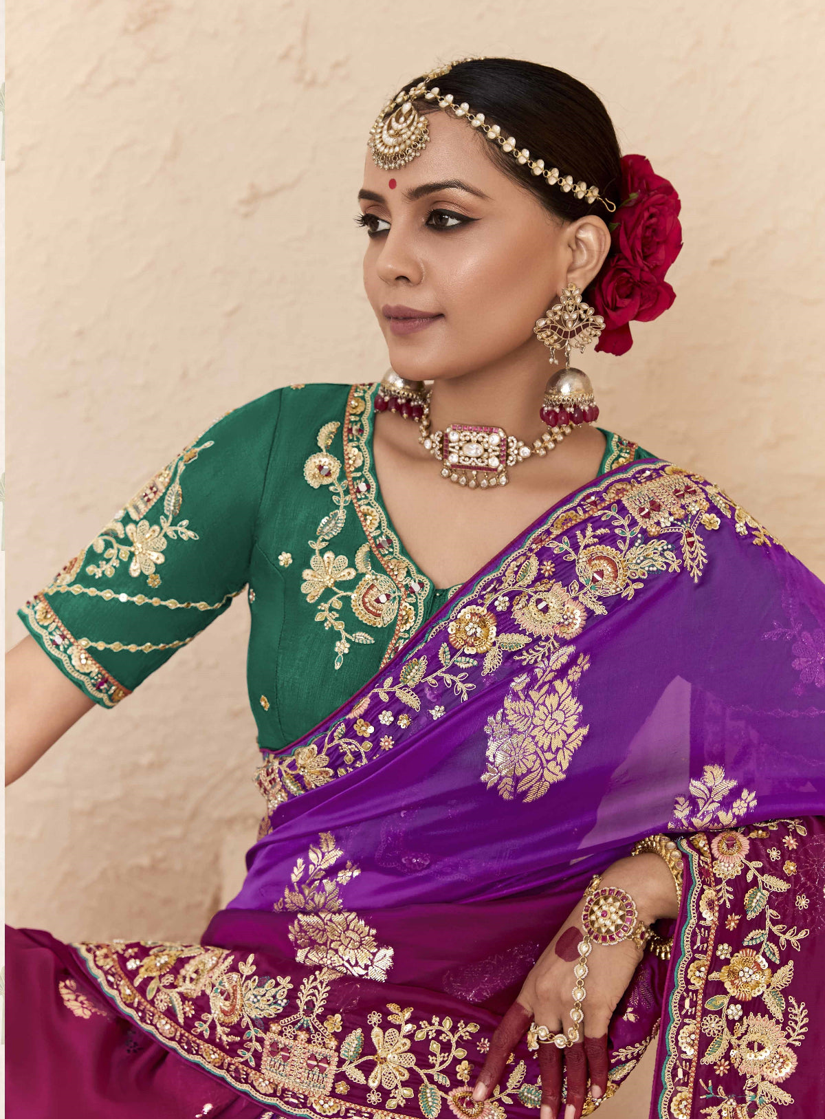 Ombre Purple Banarasi Silk Saree Online in India