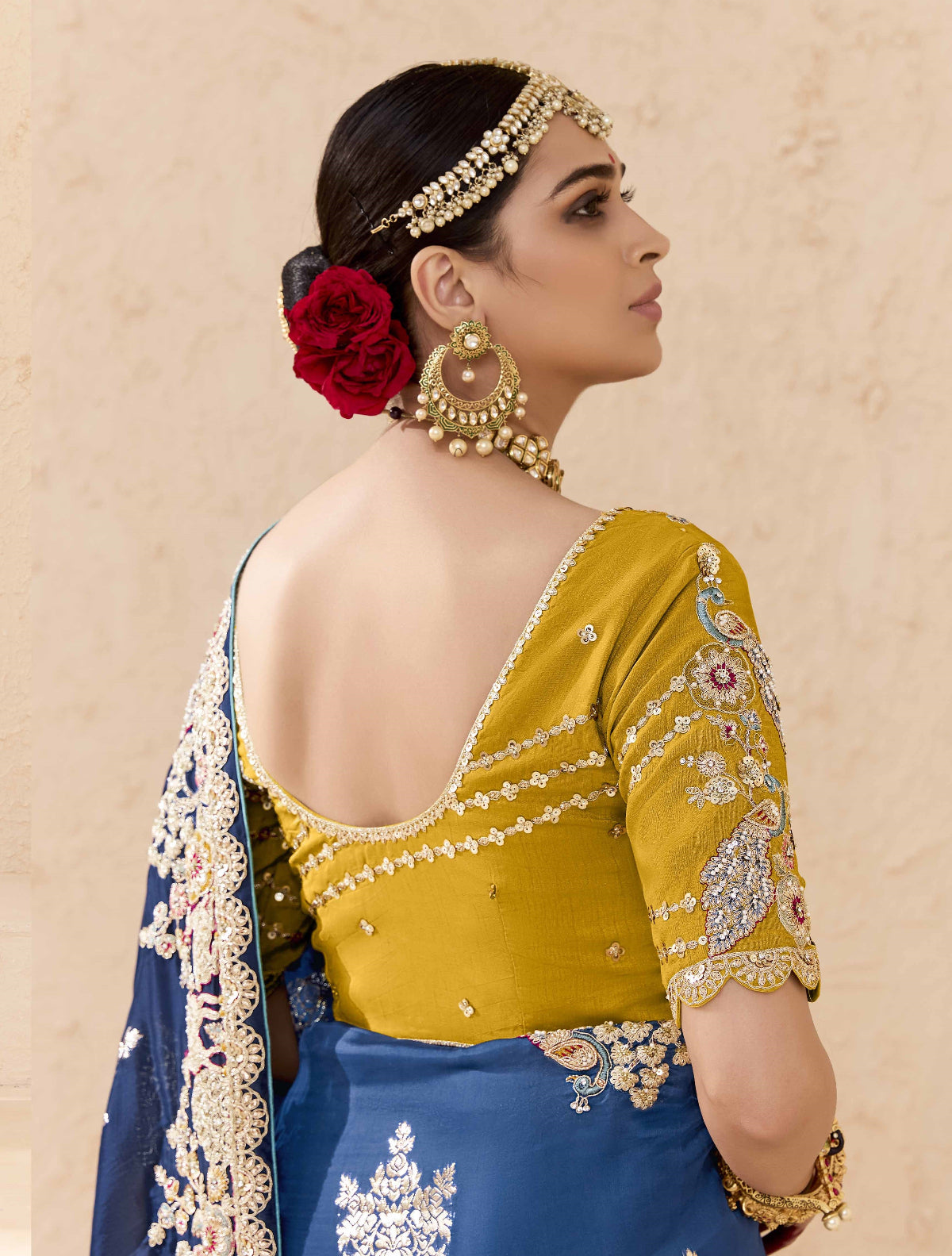 Ombre Navy Blue Banarasi Silk Saree Online in India