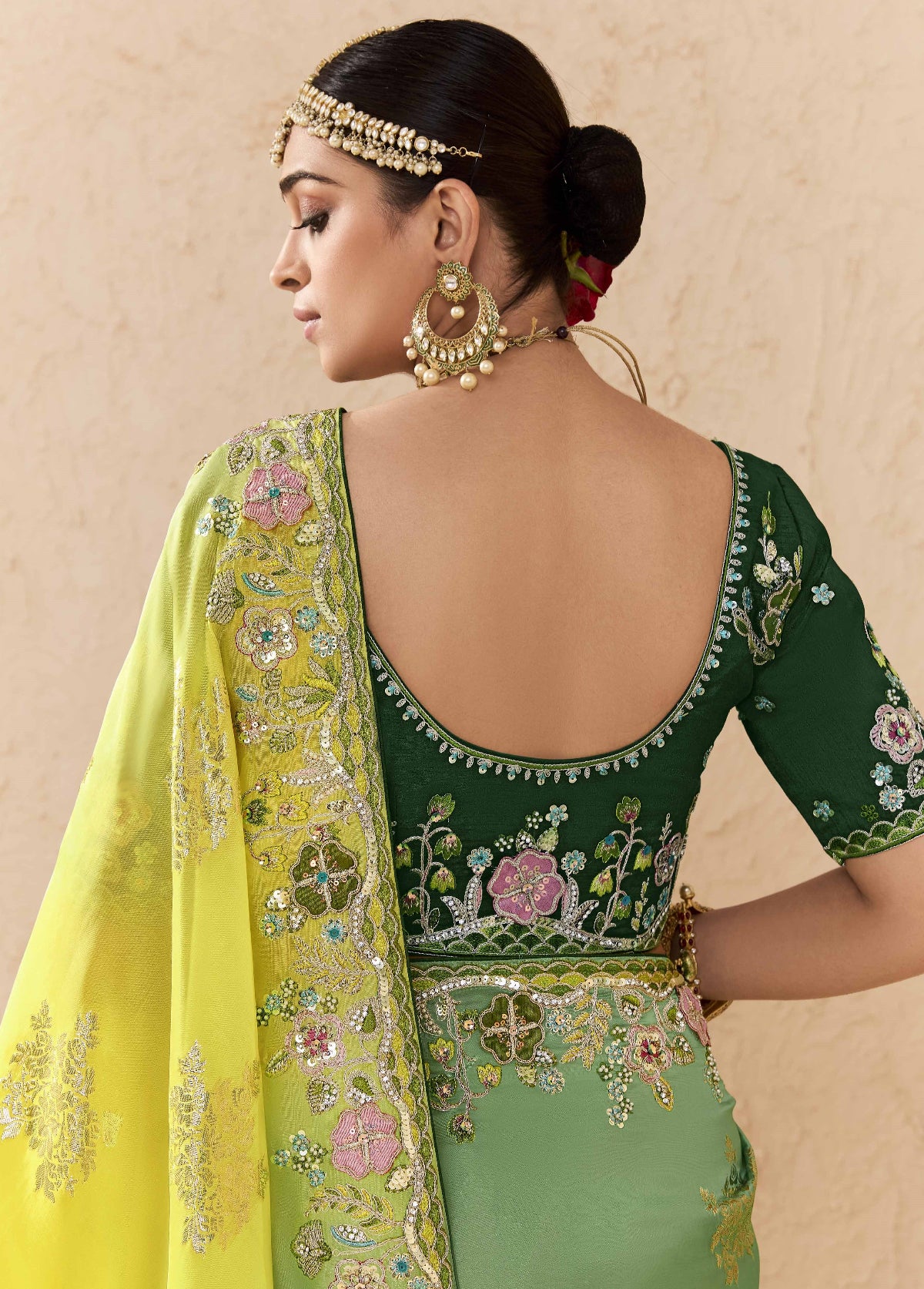 Ombre Light Green Banarasi Silk Saree Online in India