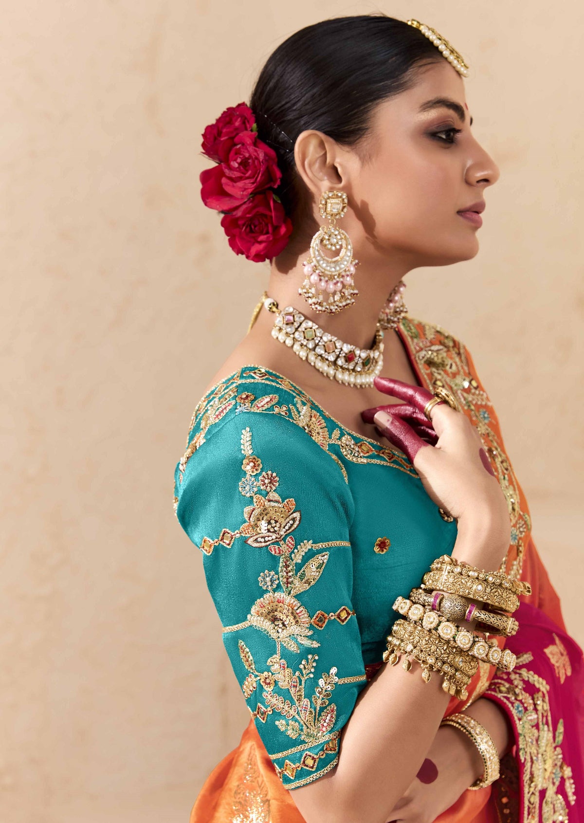 Ombre Magenta Banarasi Silk Saree Online in India
