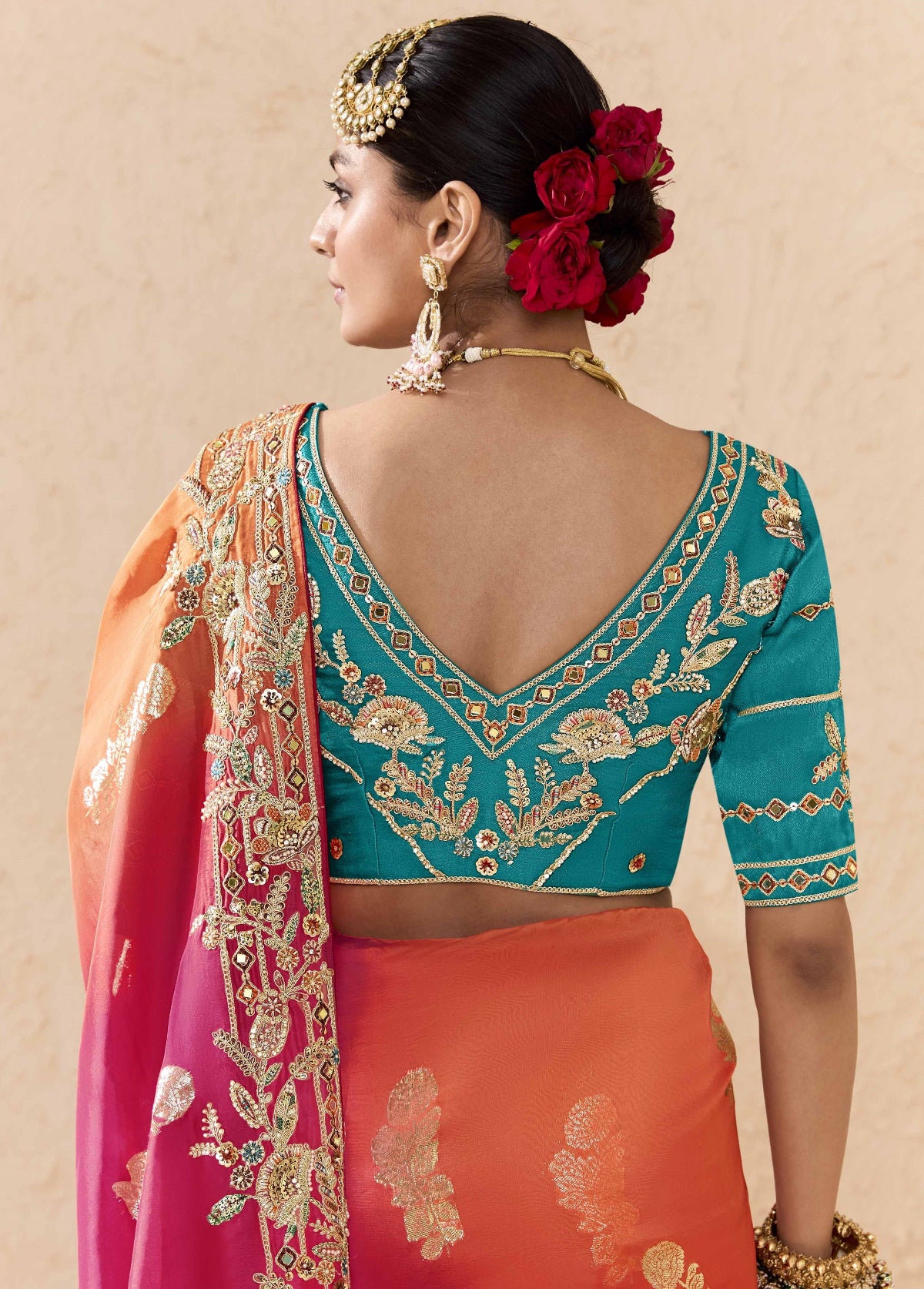 Ombre Magenta Banarasi Silk Saree Online in India