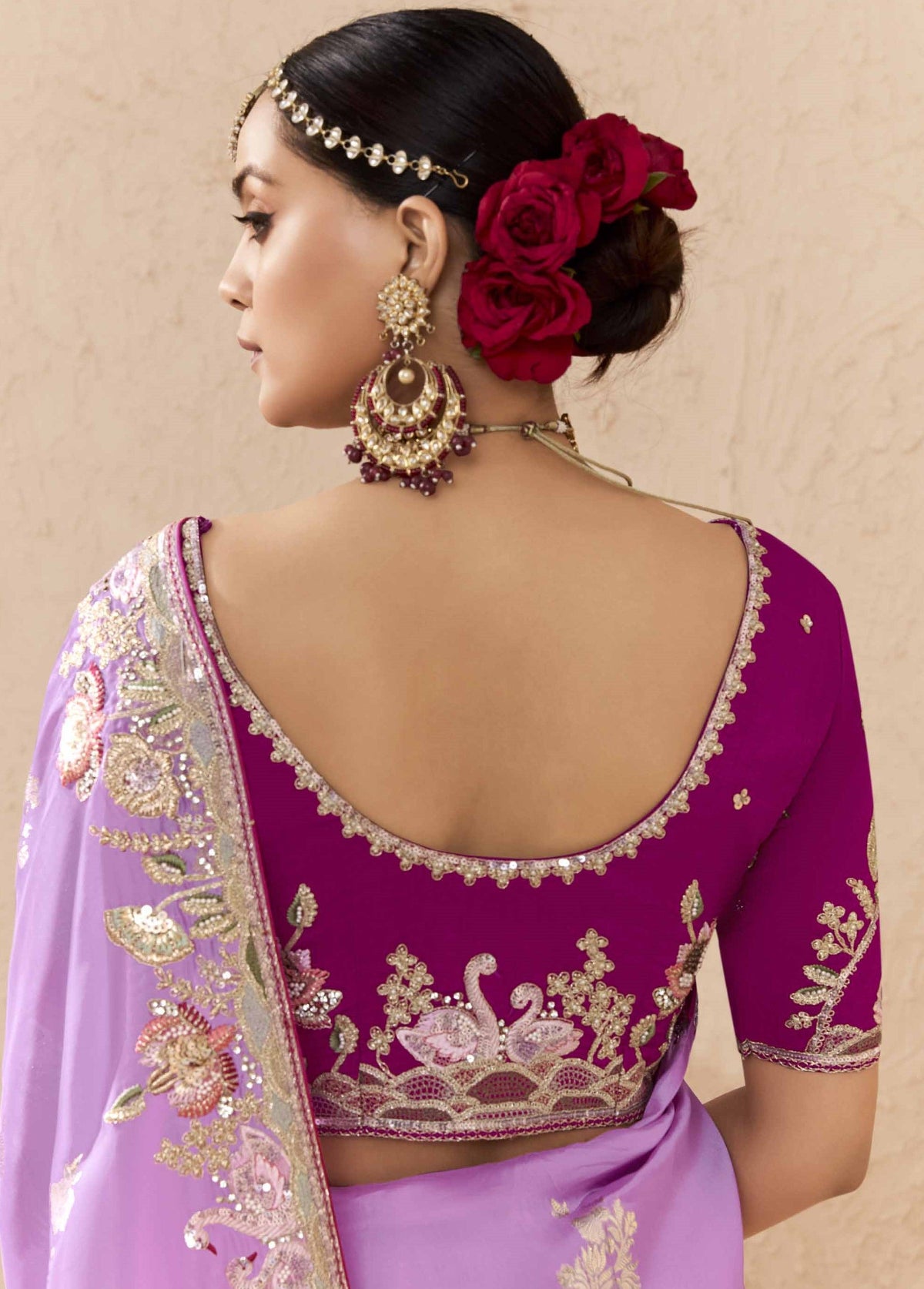 Ombre Pink Banarasi Silk Saree Online in India