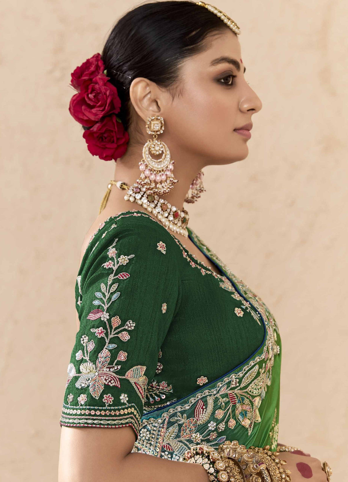 Ombre Green Banarasi Silk Saree Online in India