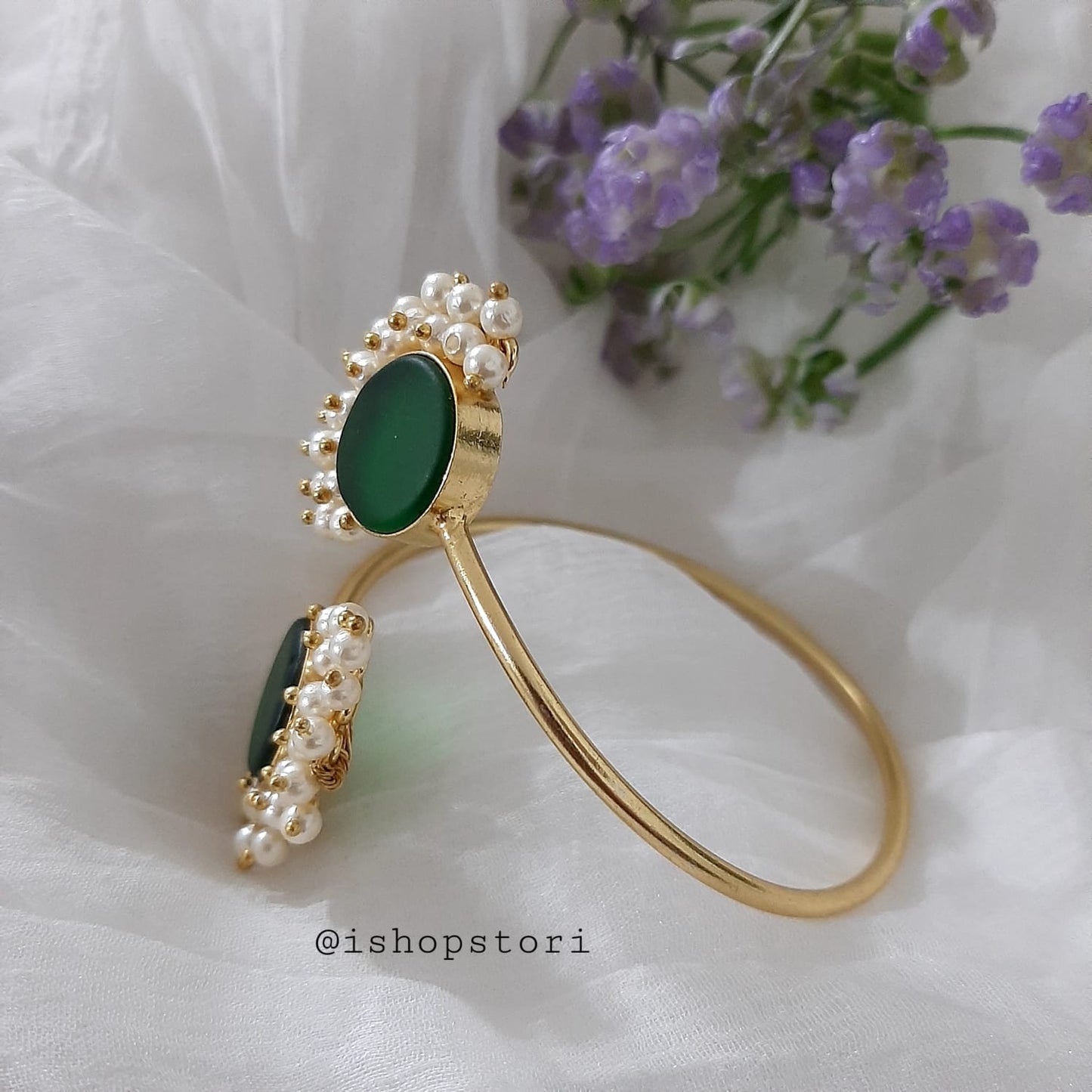 Nandini Raw Stone Half Pearls Bracelet