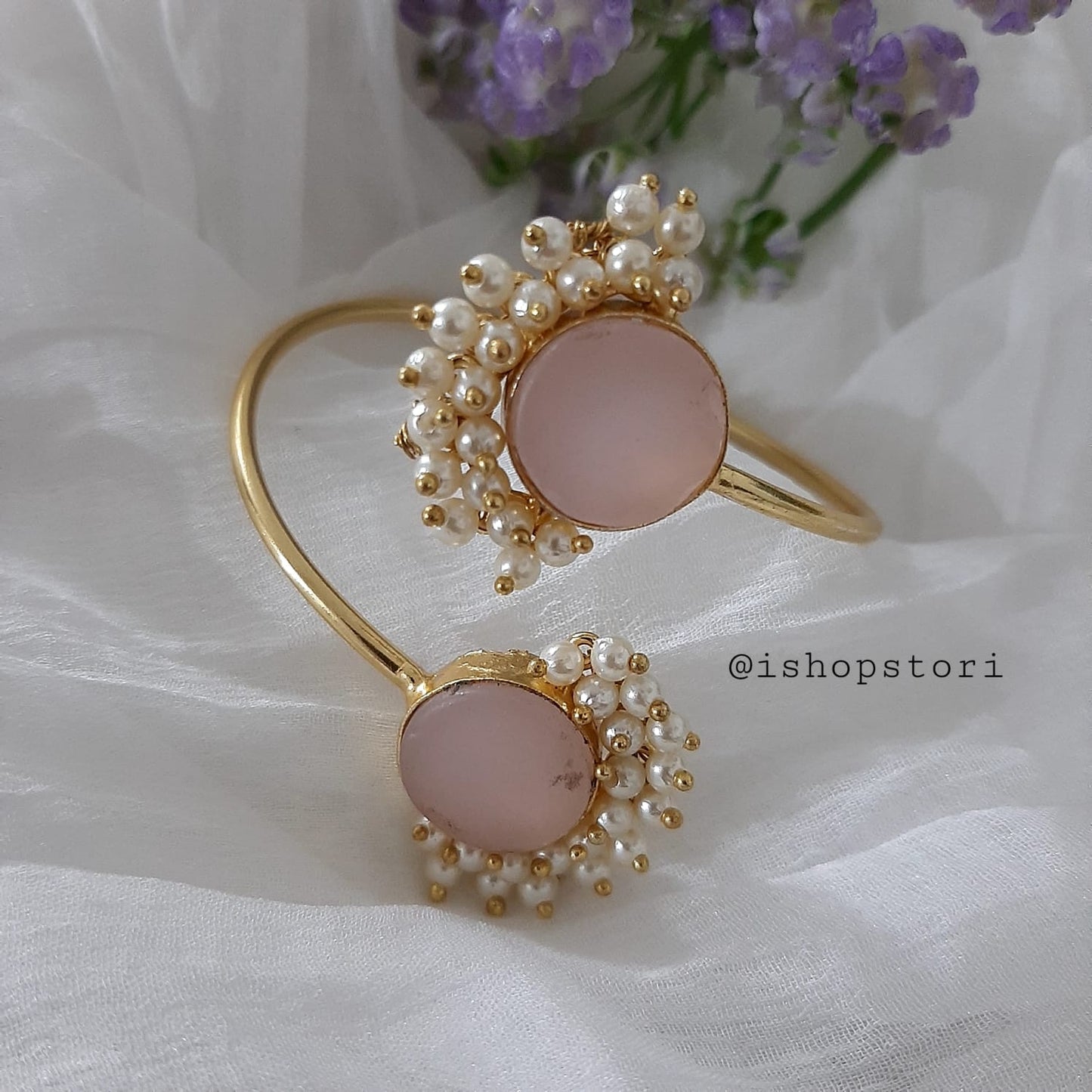 Nandini Raw Stone Half Pearls Bracelet