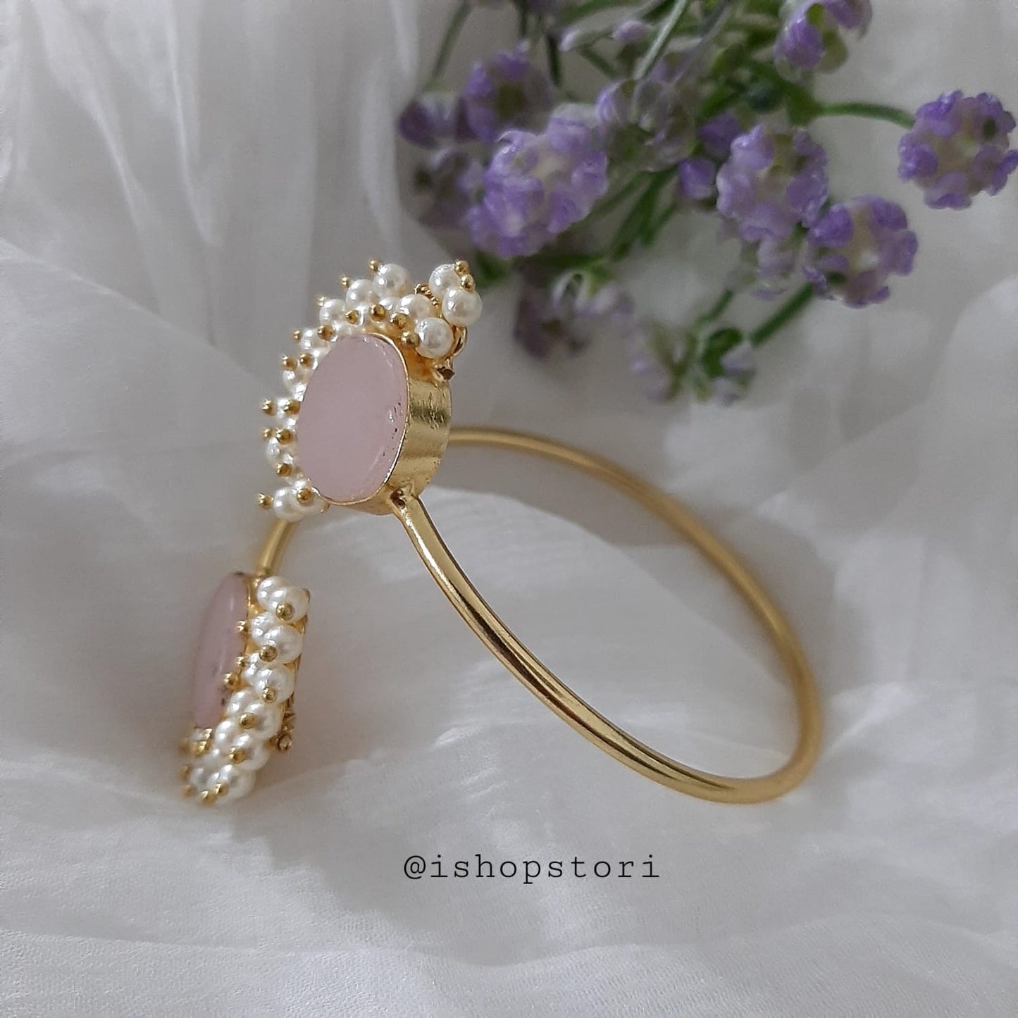 Nandini Raw Stone Half Pearls Bracelet