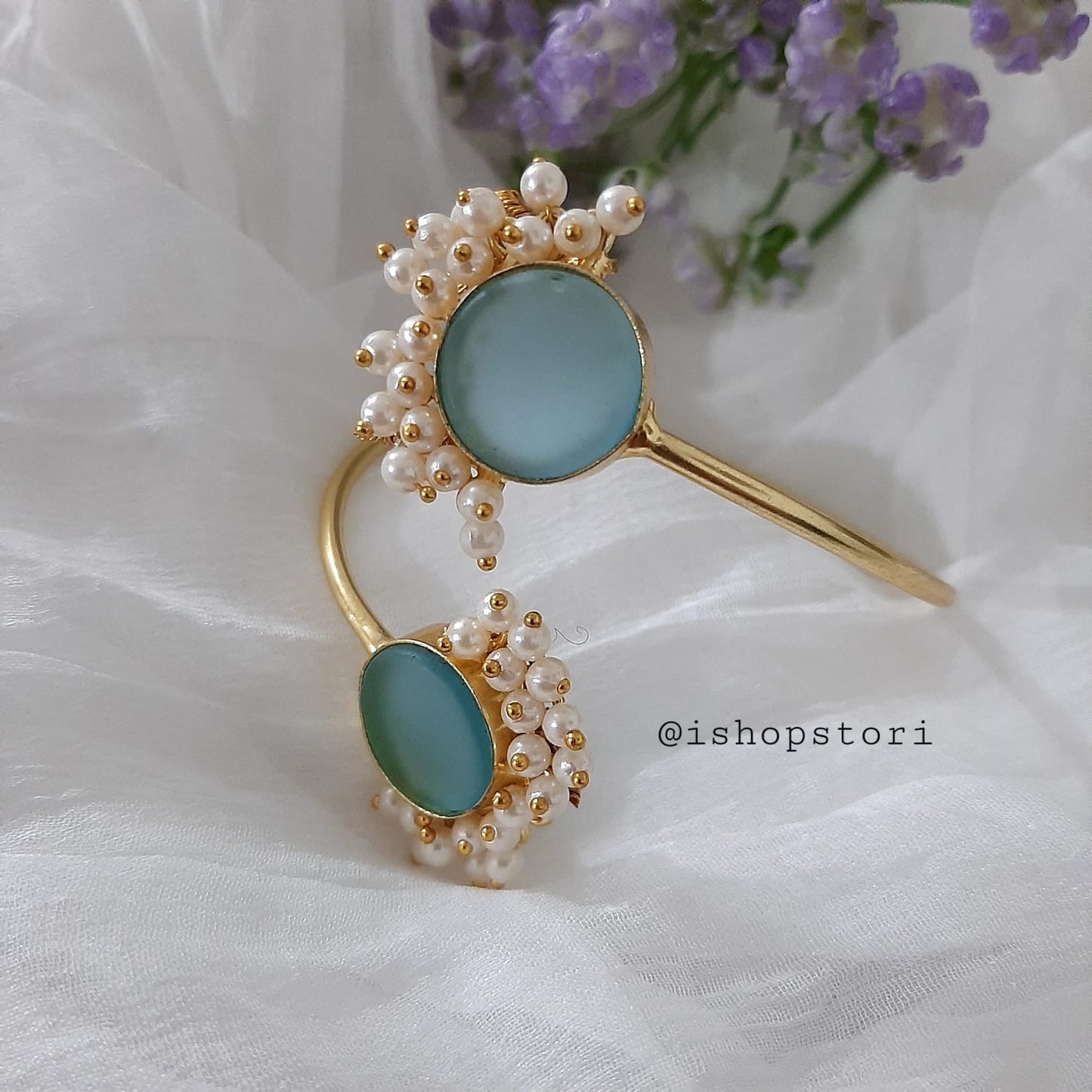 Nandini Raw Stone Half Pearls Bracelet