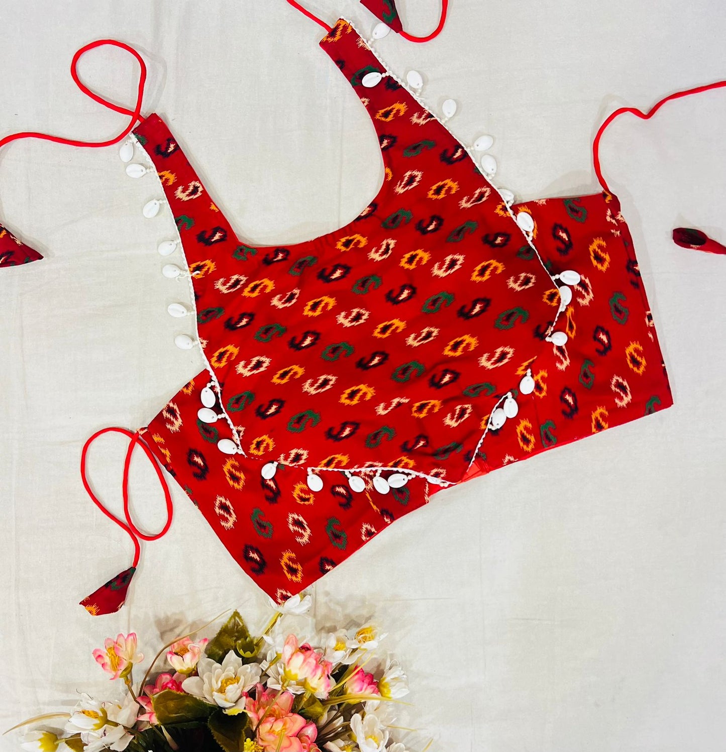 Traditional Printed Cotton Blouse With Kodi - Navratri Special