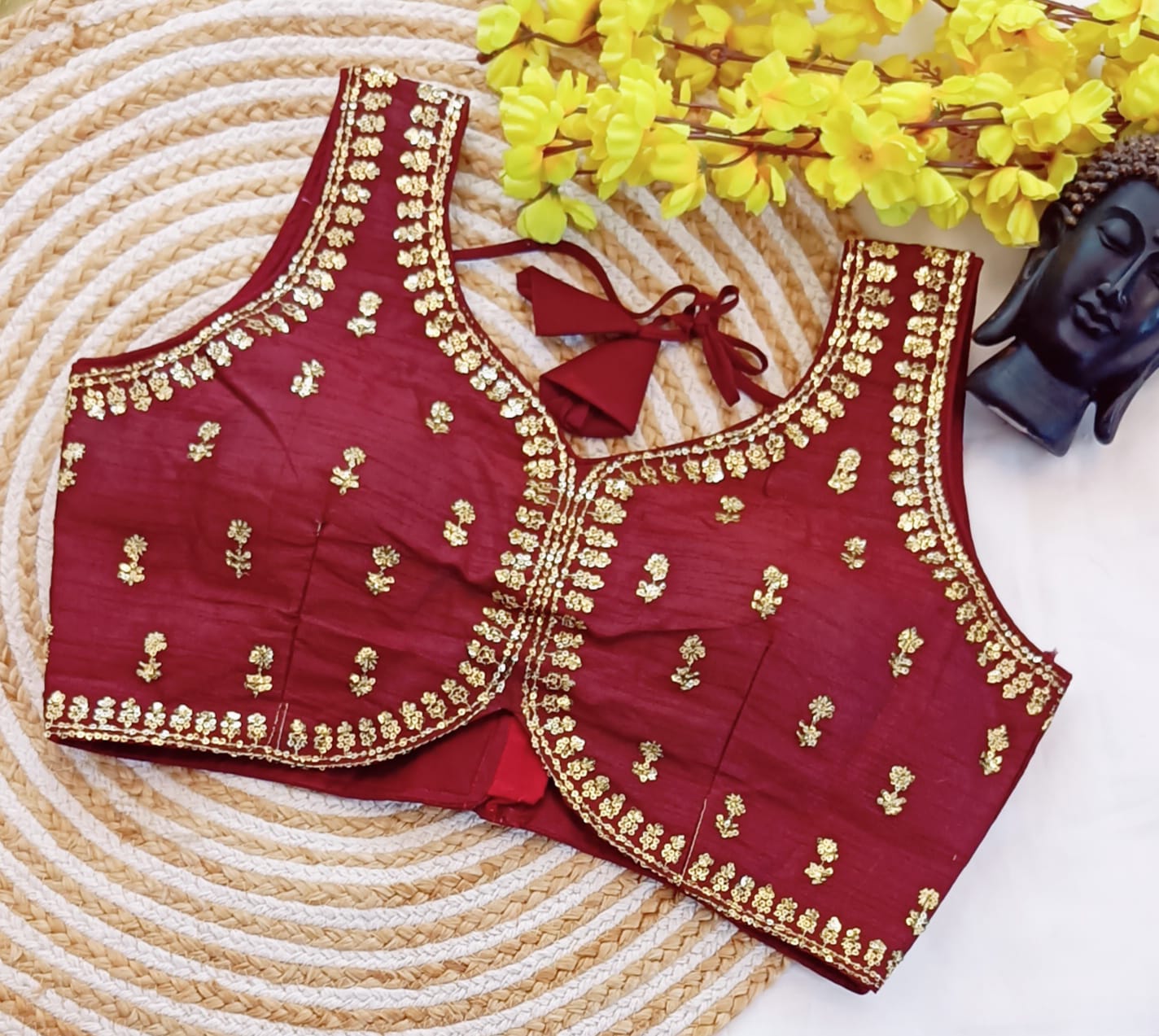 Embroidered Phantom Silk Blouse With Zari & Sequins Work