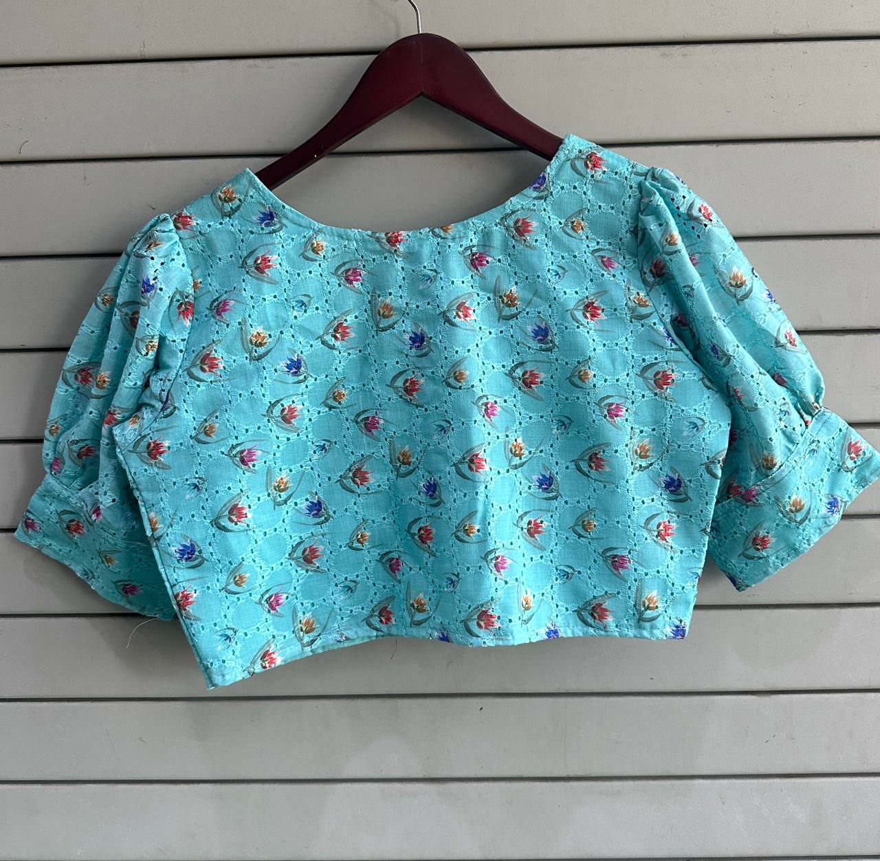 Hakoba Pure Cotton Designer Blouse With Puff Sleeves