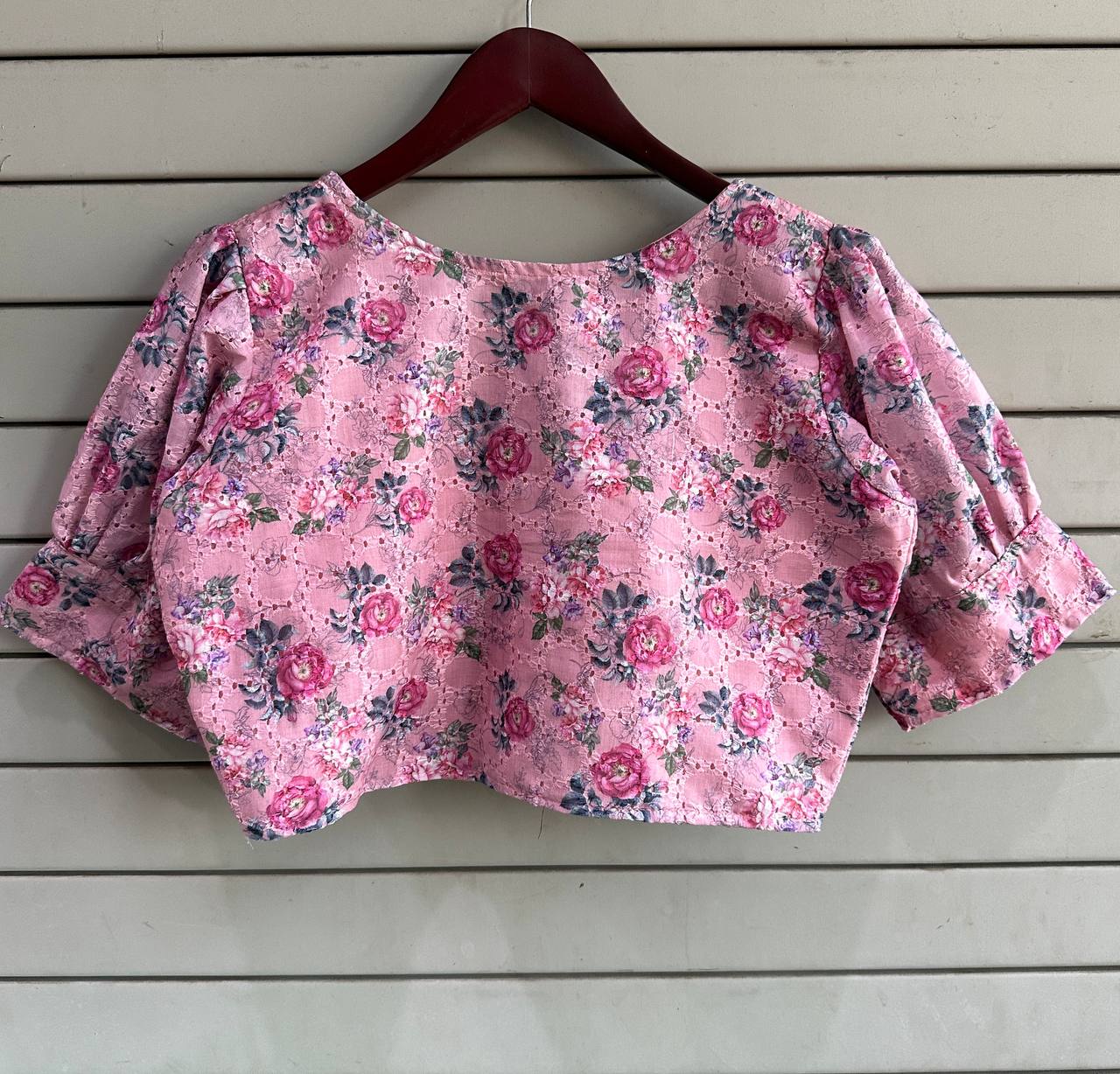 Hakoba Pure Cotton Designer Blouse With Puff Sleeves