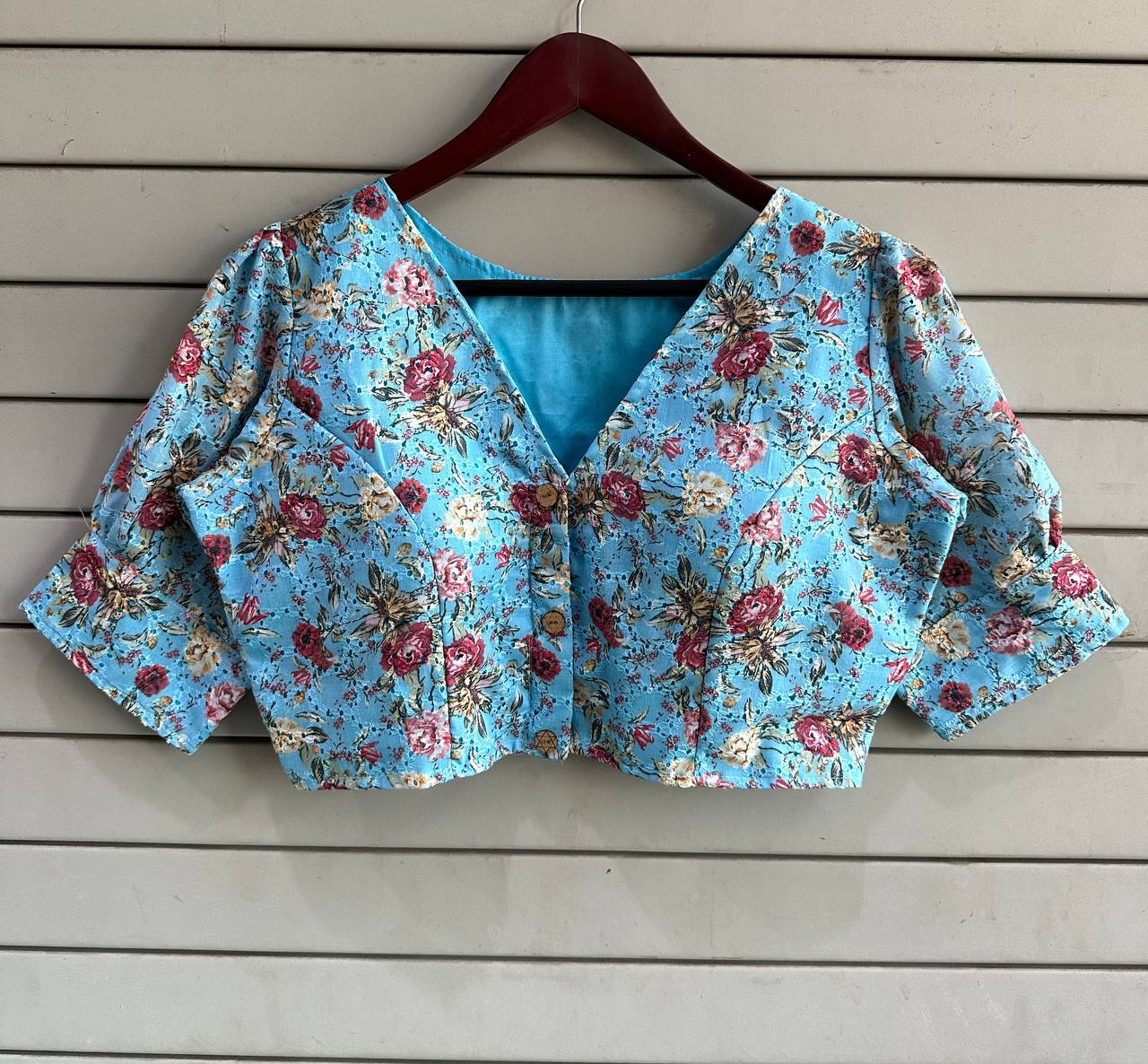 Hakoba Pure Cotton Designer Blouse With Puff Sleeves