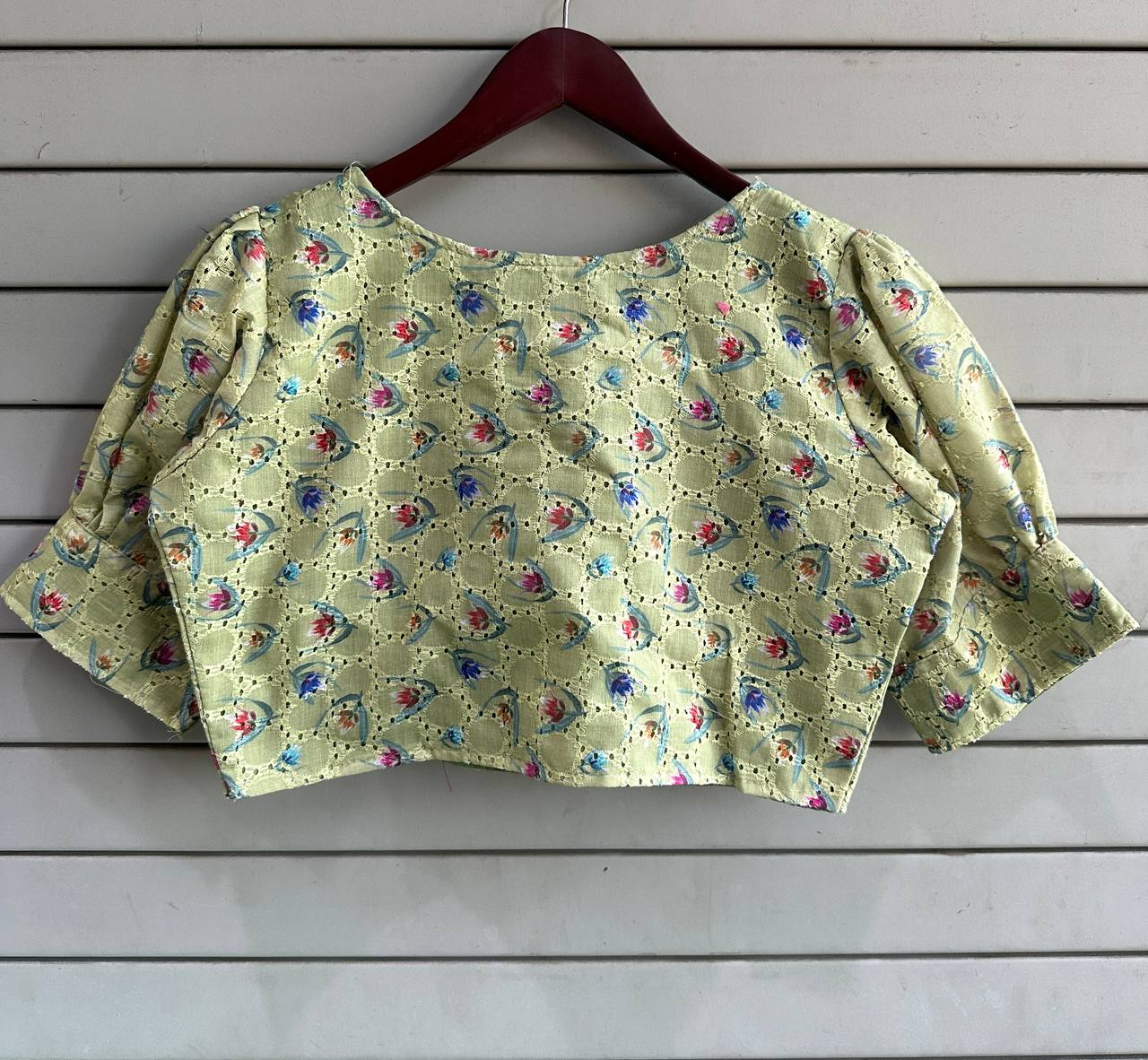 Hakoba Pure Cotton Designer Blouse With Puff Sleeves