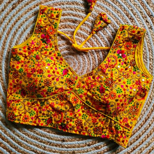 Multicolor Embroidered Soft Silk Designer Blouse