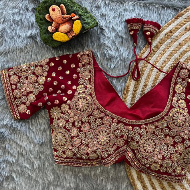 Multicolor Sequin and Zari Embroidered Designer Georgette Blouse