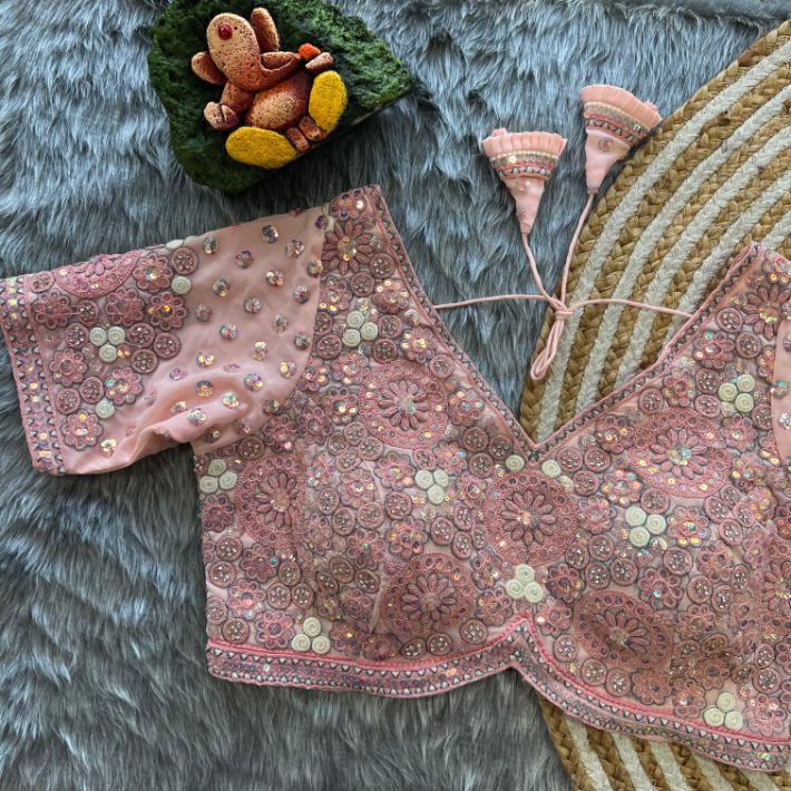 Multicolor Sequin and Zari Embroidered Designer Georgette Blouse