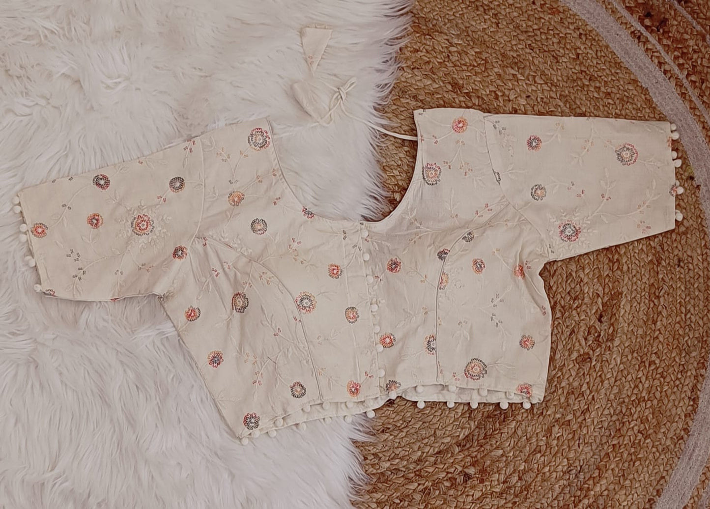 Khadi Cotton Designer Blouse With Embroidery