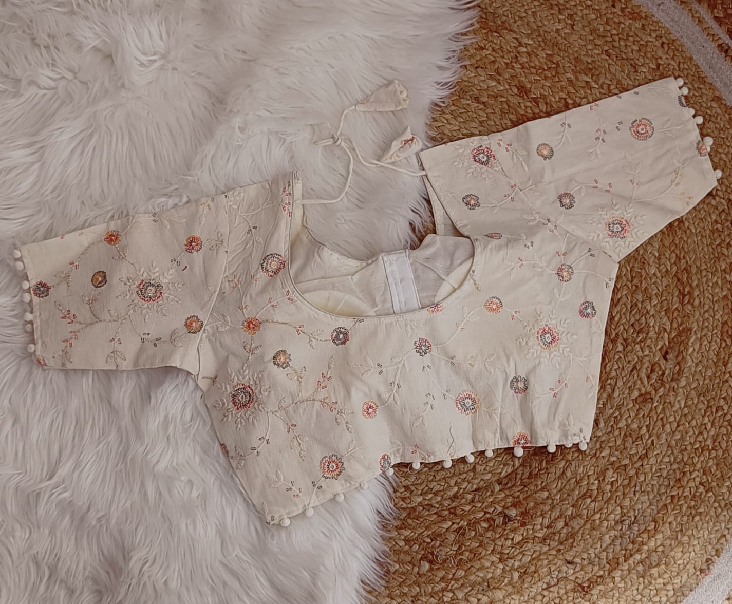Khadi Cotton Designer Blouse With Embroidery