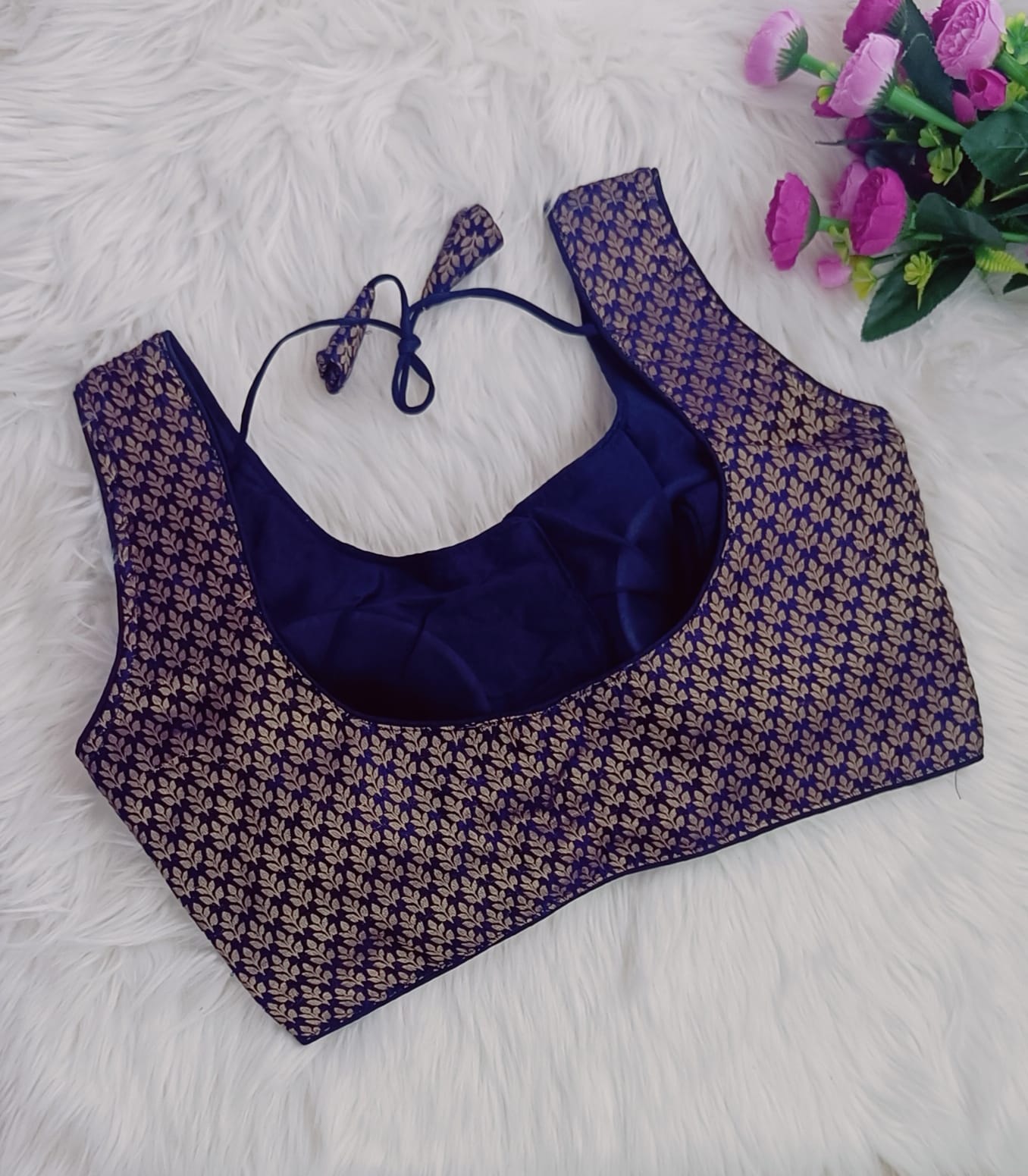 Princess Cut Brocade Silk Blouse With Sleeves Option