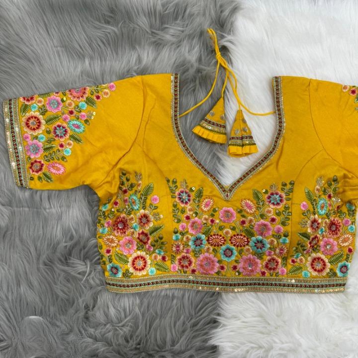 Floral Silk Thread & Zari Embroidered Designer Silk Blouse