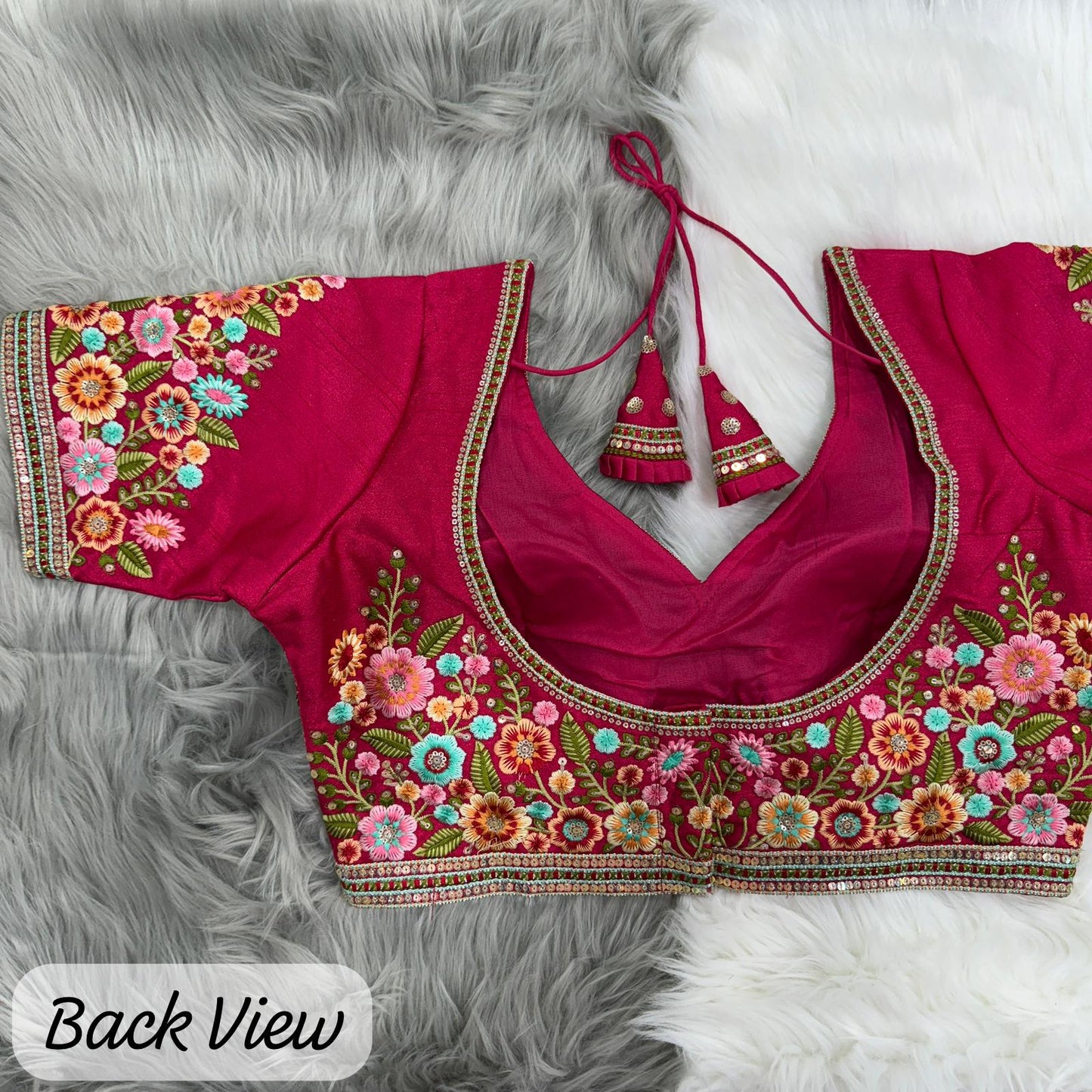 Floral Silk Thread & Zari Embroidered Designer Silk Blouse