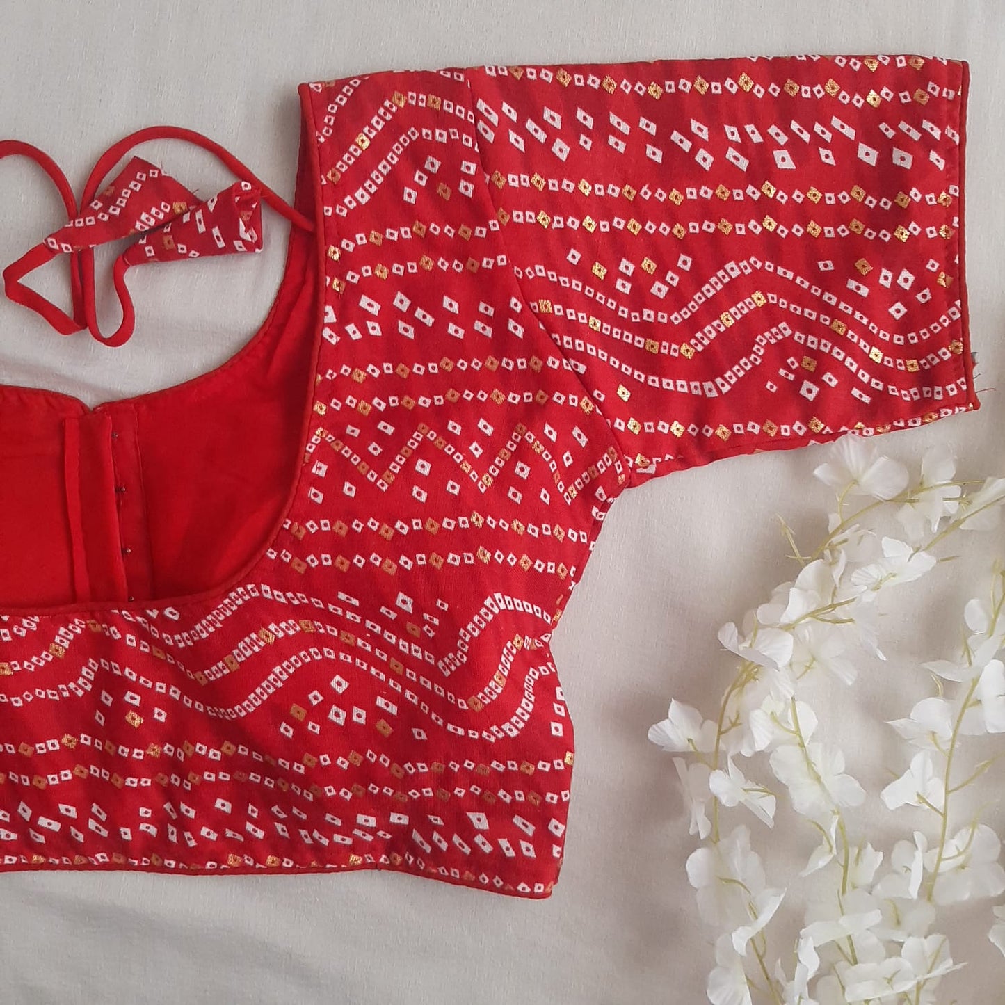 Red Bandhani Soft Rayon Dailywear Blouse