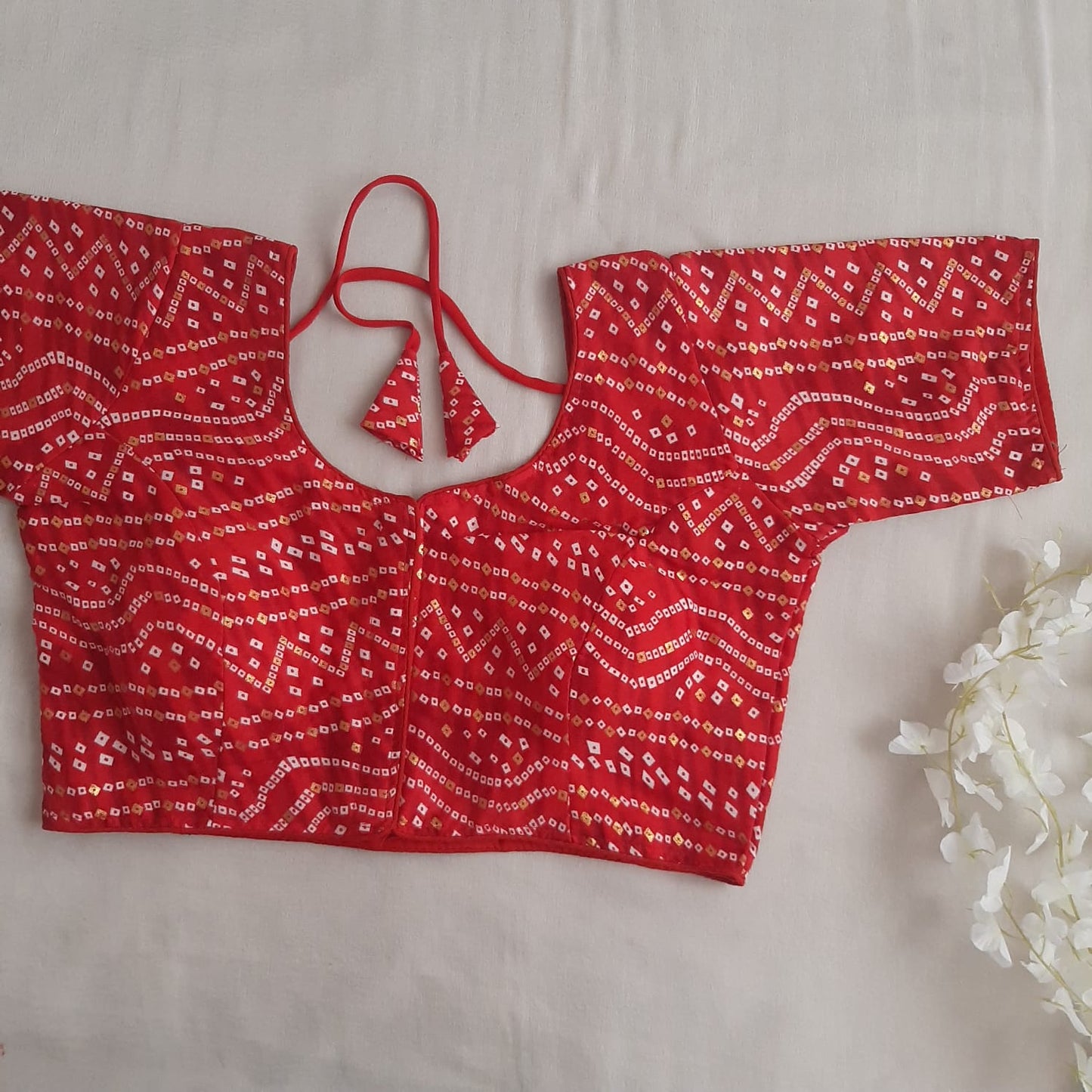 Red Bandhani Soft Rayon Dailywear Blouse