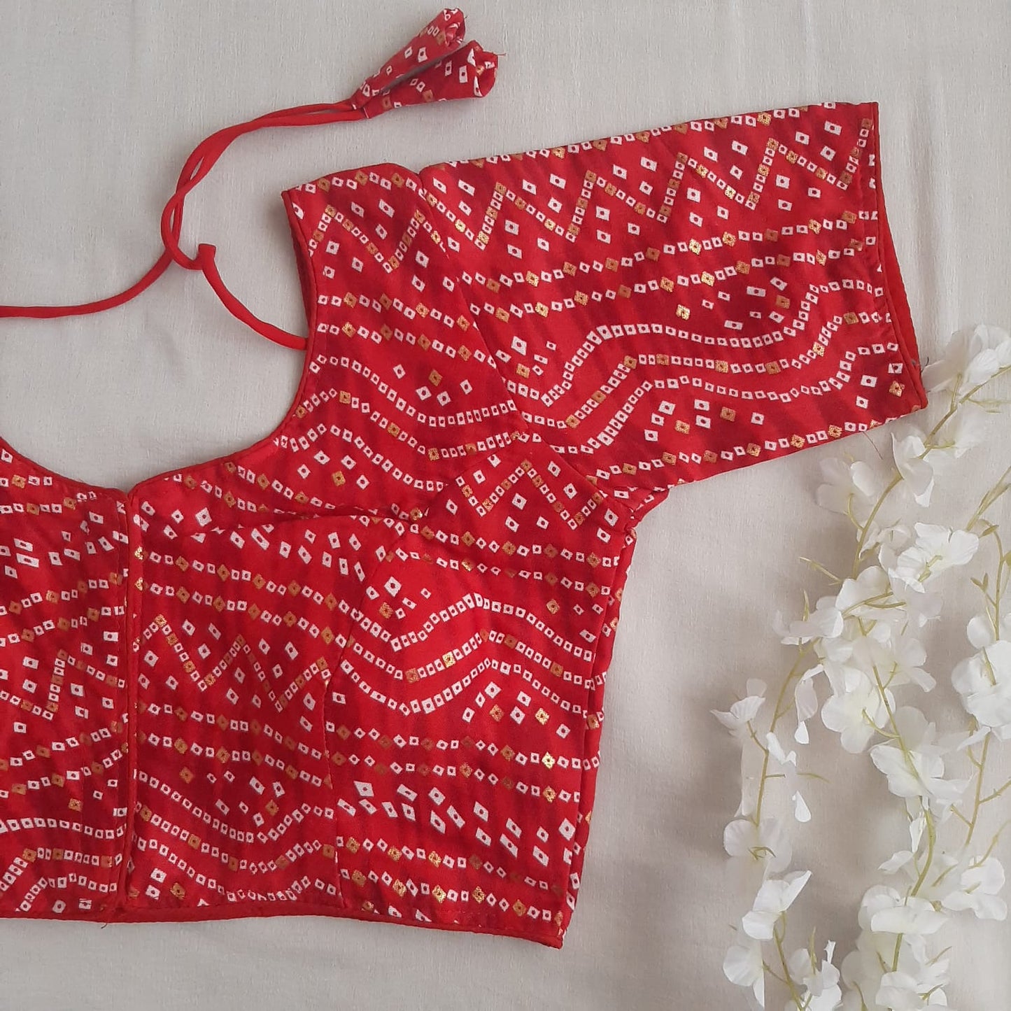Red Bandhani Soft Rayon Dailywear Blouse