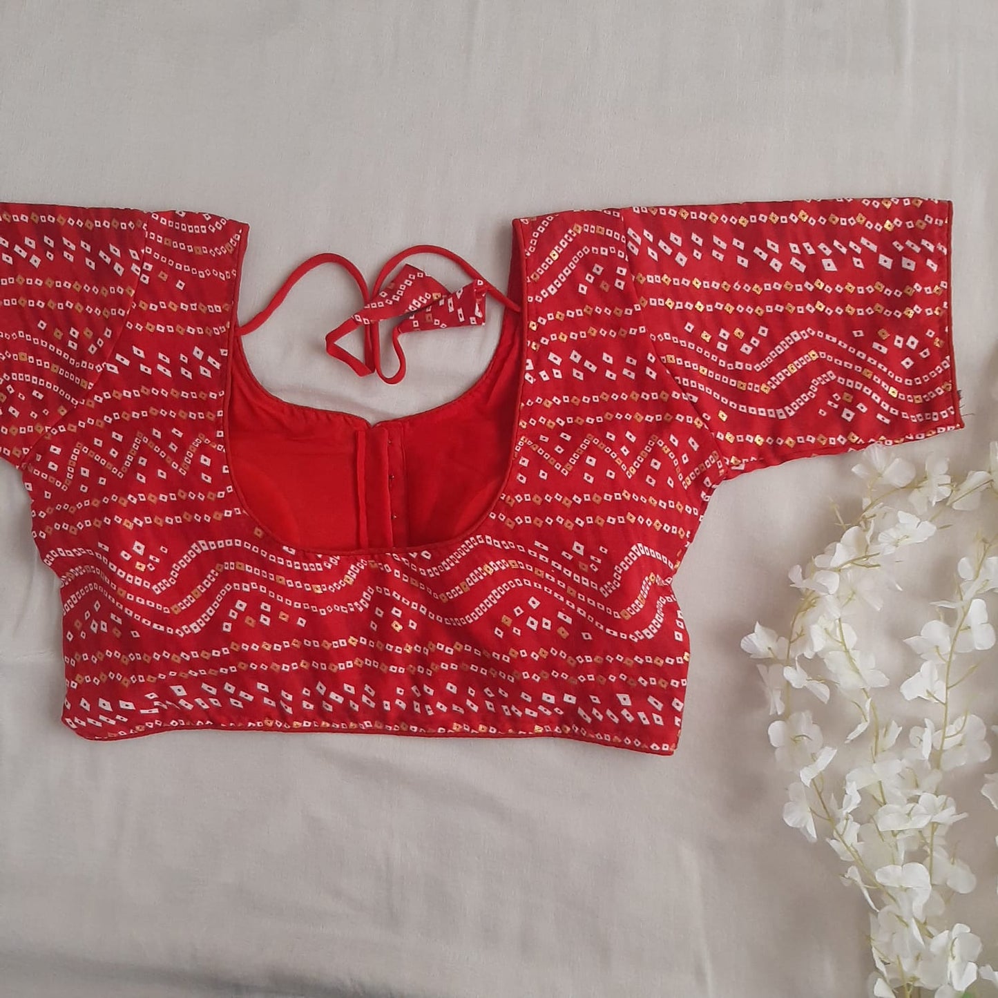 Red Bandhani Soft Rayon Dailywear Blouse