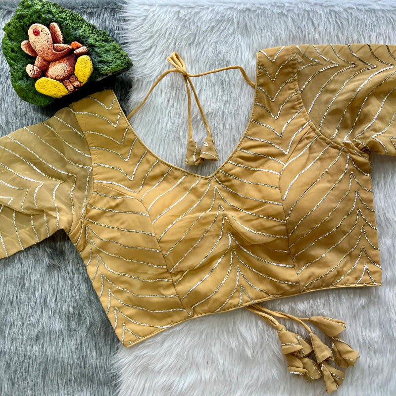 Gold Wavy Gotapatti Lace Georgette Designer Blouse