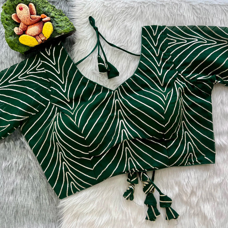 Green Wavy Gotapatti Lace Georgette Designer Blouse