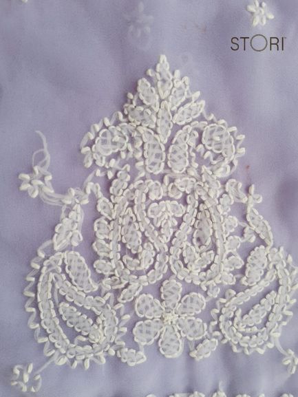 Lavendar Sanah Handcrafted Lucknowi Chikankari Saree