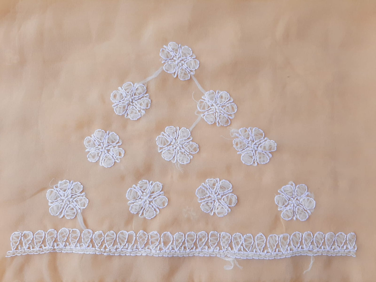 Light Peach Sanah Handcrafted Lucknowi Chikankari Saree