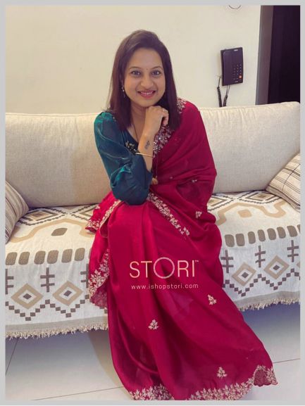 Blooming Organza Designer Silk Blouse With Embroidery – STORI