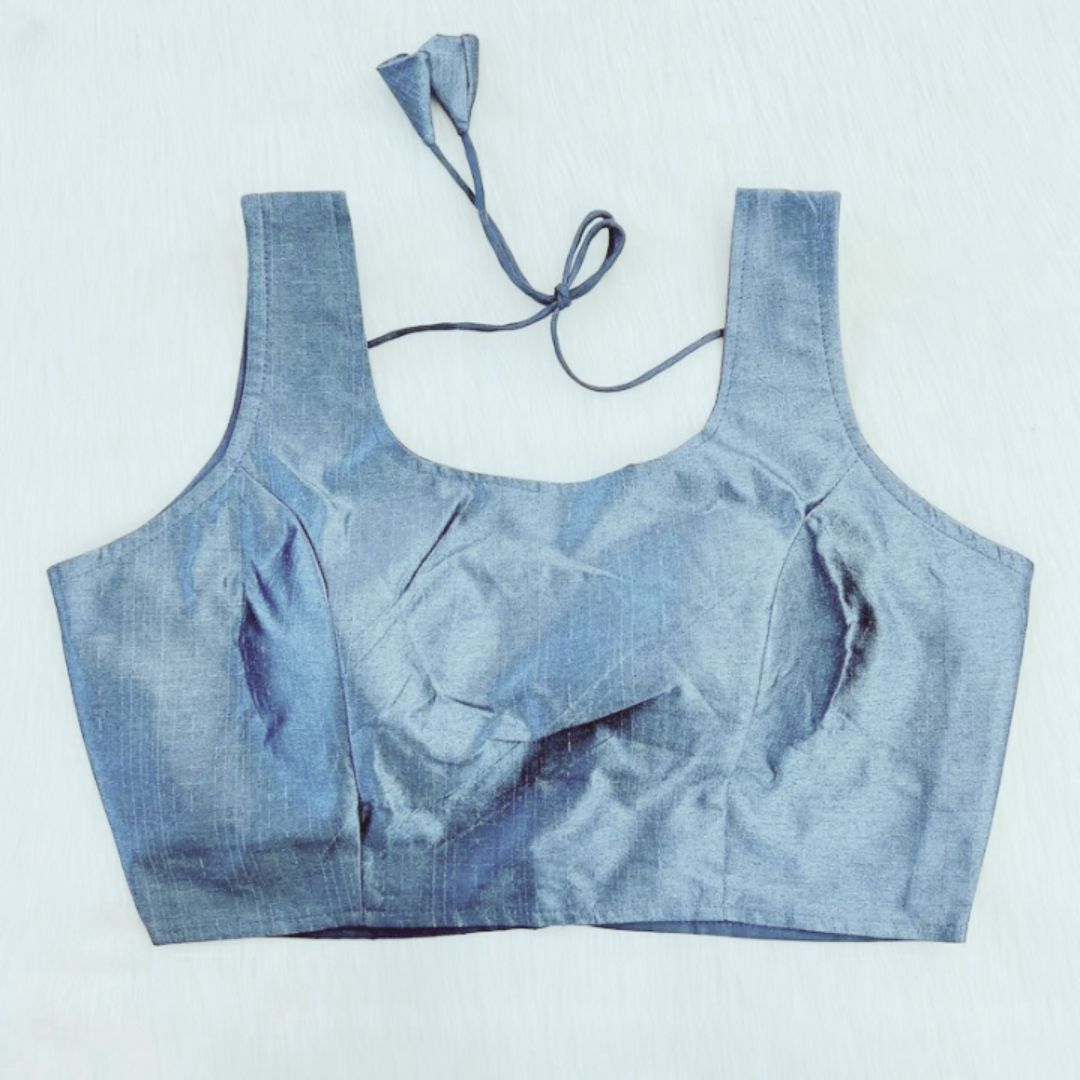 Solid Color Regular Raw Silk Blouse