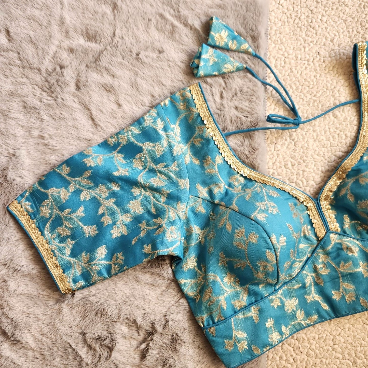 Sky Blue Banarasi Silk Blouse
