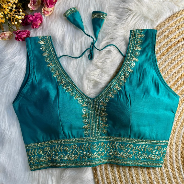 Rama Green Sleeveless Silk Blouse