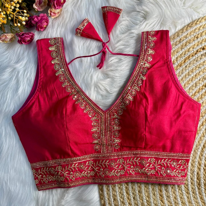 Pink Sleeveless Silk Blouse