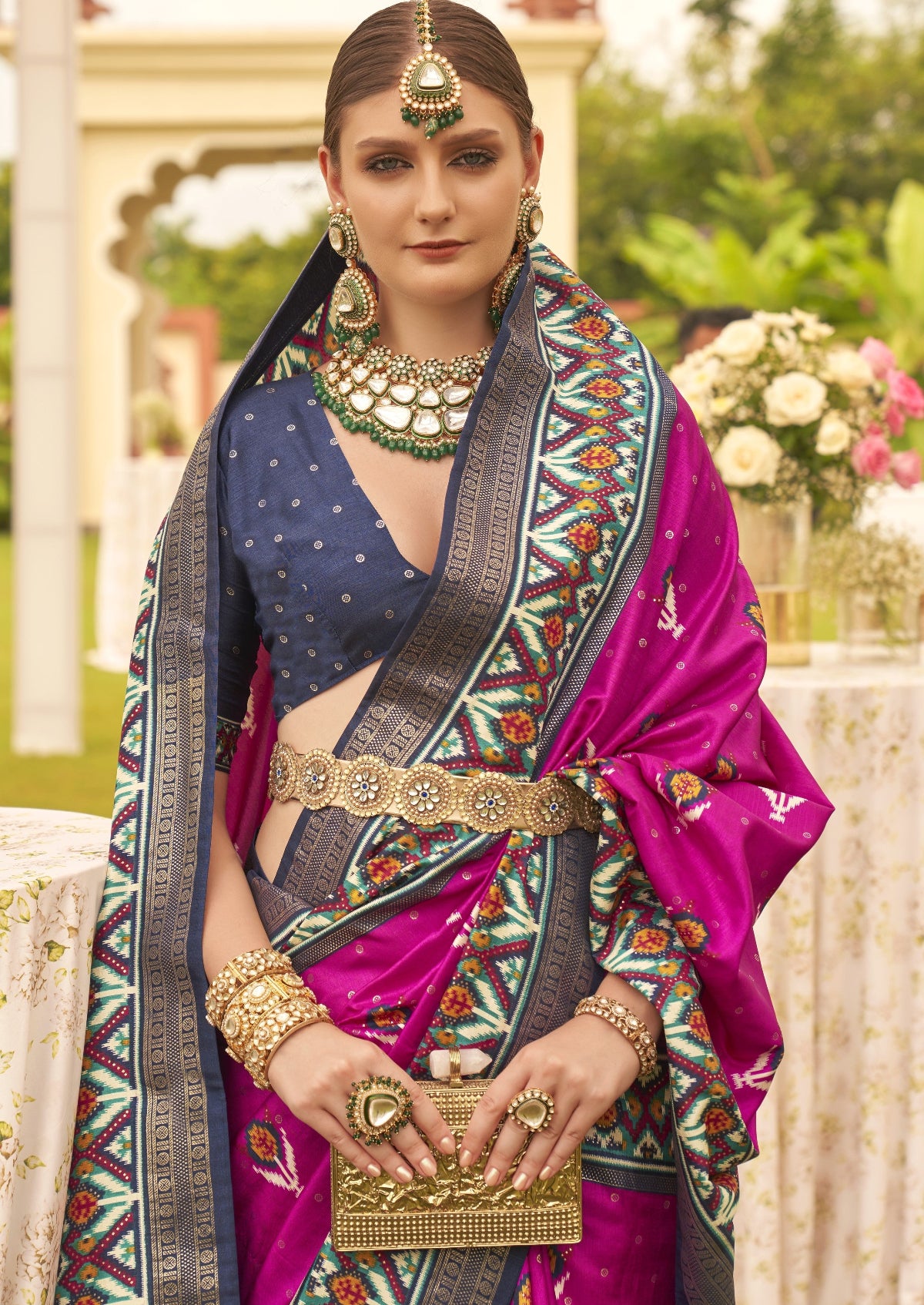 Shop Magenta Patola Silk Saree for Wedding at STORI