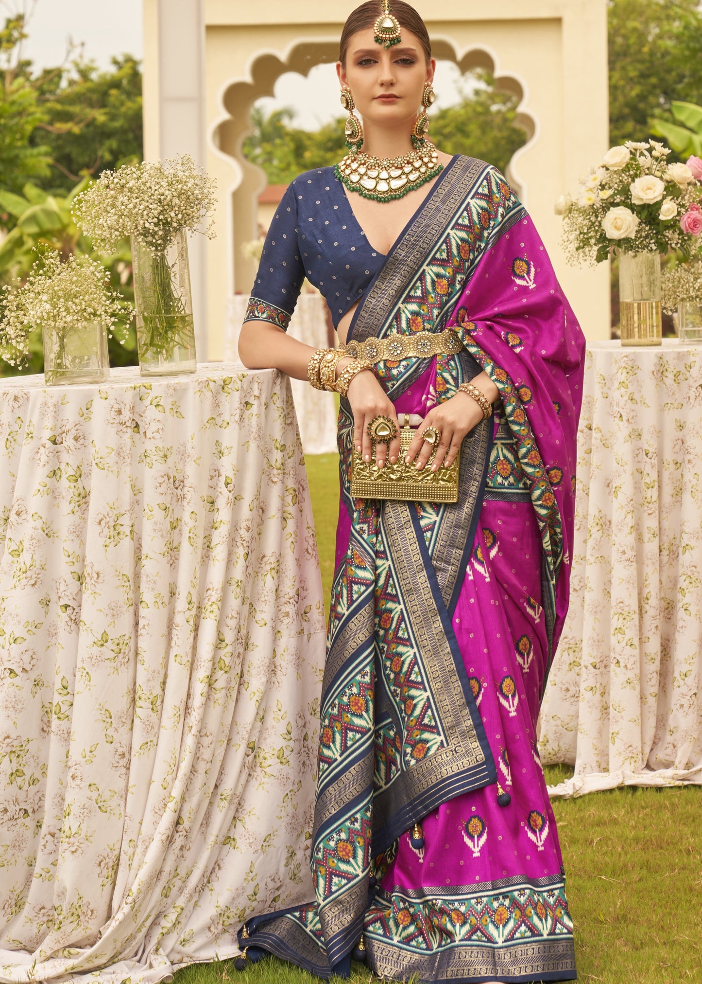 Shop Magenta Patola Silk Saree for Wedding at STORI