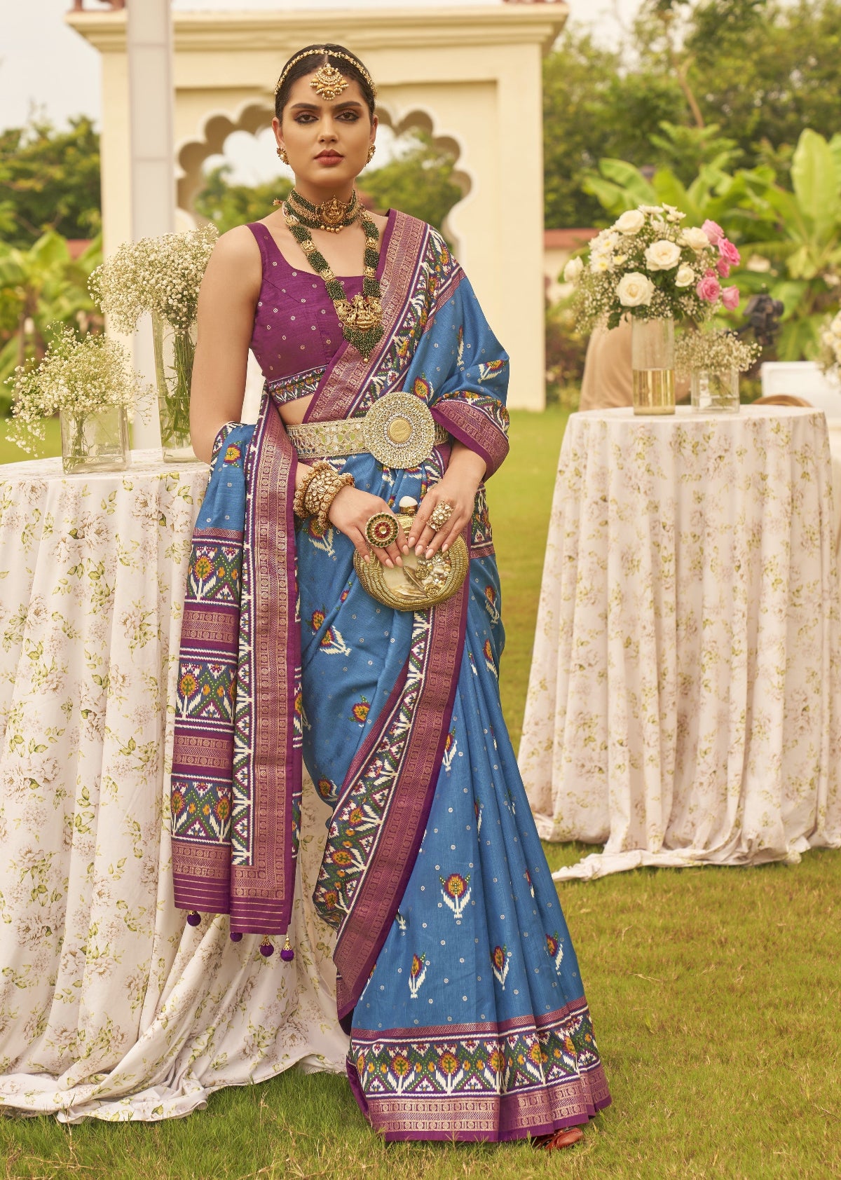 Shop Blue Patola Silk Saree for Wedding at STORI