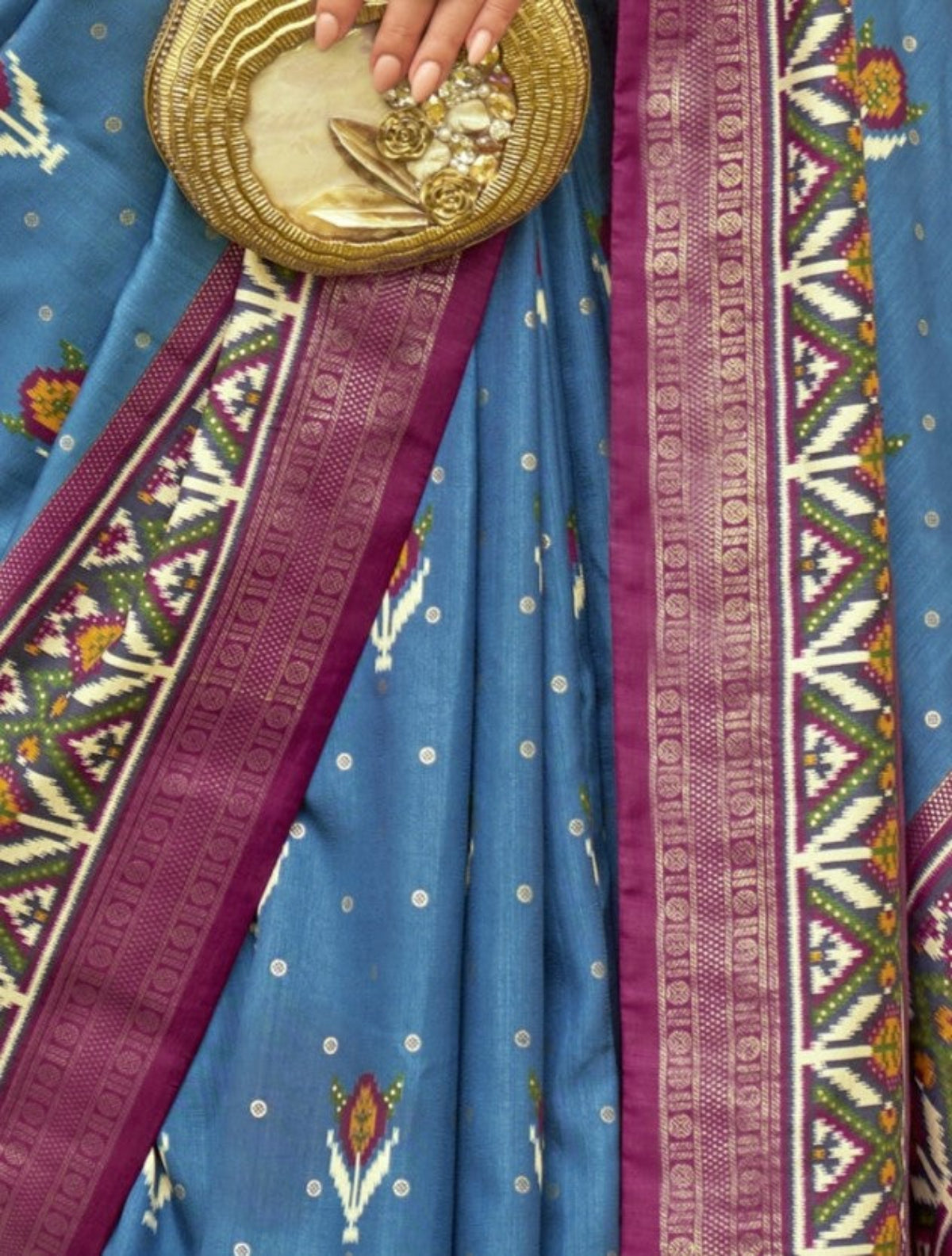 Shop Blue Patola Silk Saree for Wedding at STORI