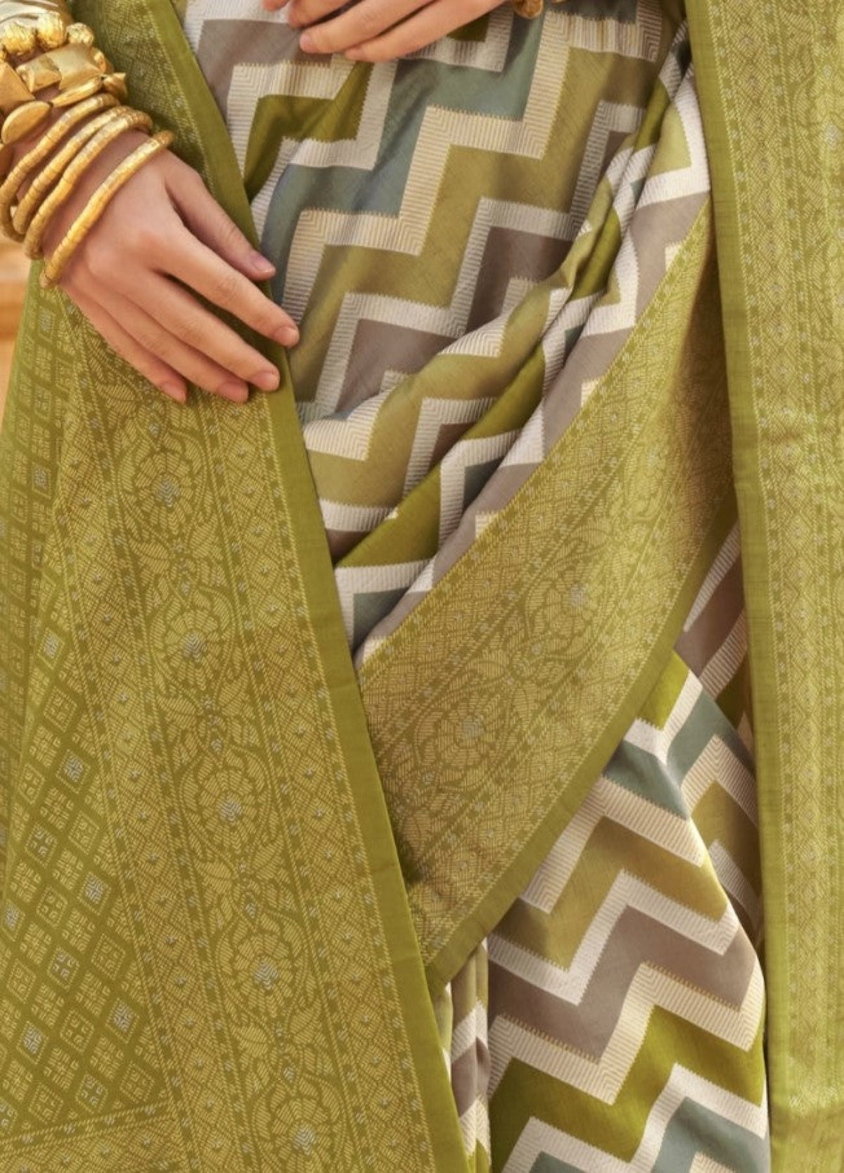 Olive Green Best Patola Silk Saree Online in India