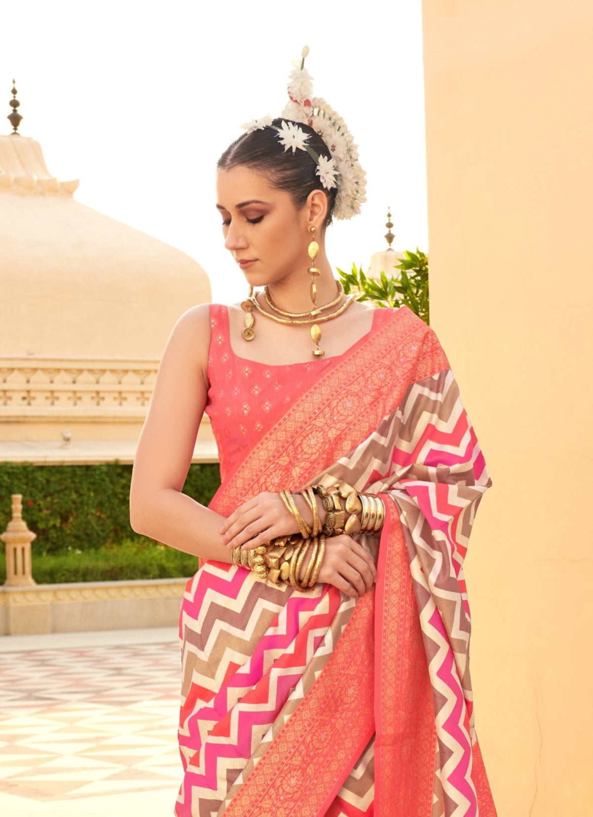 Best Peach Patola Silk Saree Online in India